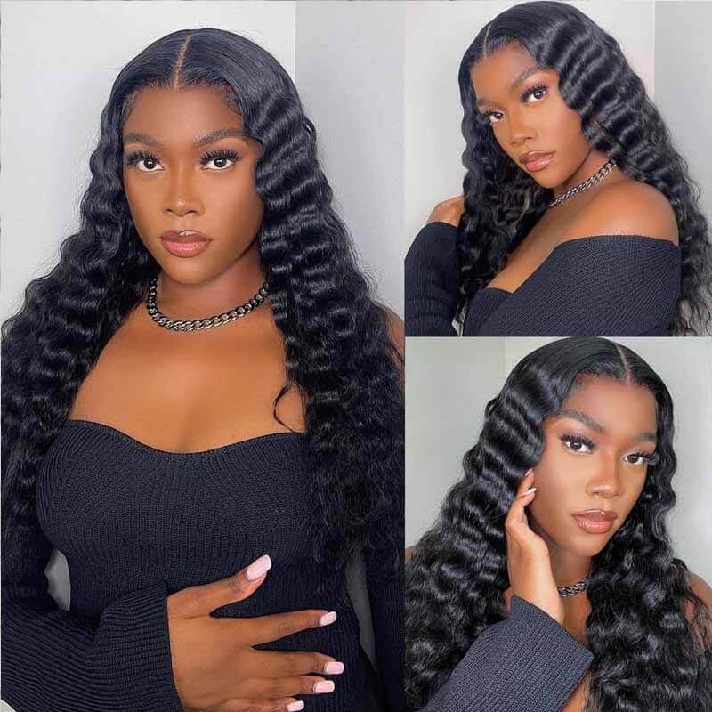 Eullair Wear and Go Glueless Human Hair Wigs - 9x6 Parting Max, Bye Bye Knots Lace Front, Pre-Bleached & Pre-Plucked Loose Deep Wave Wig for Everyday Wear & Special Occasions