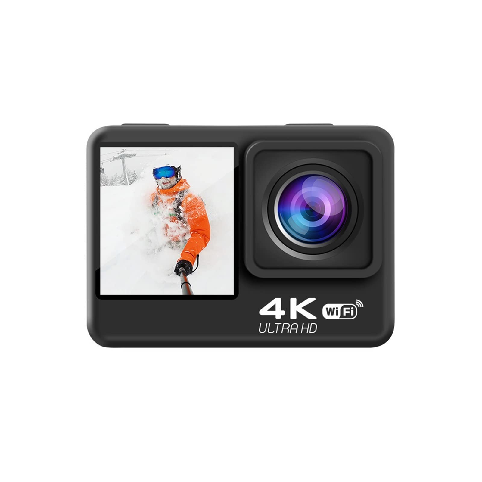 4K HD Waterproof Action Camera with Anti-Shake & WiFi - AT-Q60TR Black Sports DV for Diving, Surfing, Skiing & Outdoor Adventures