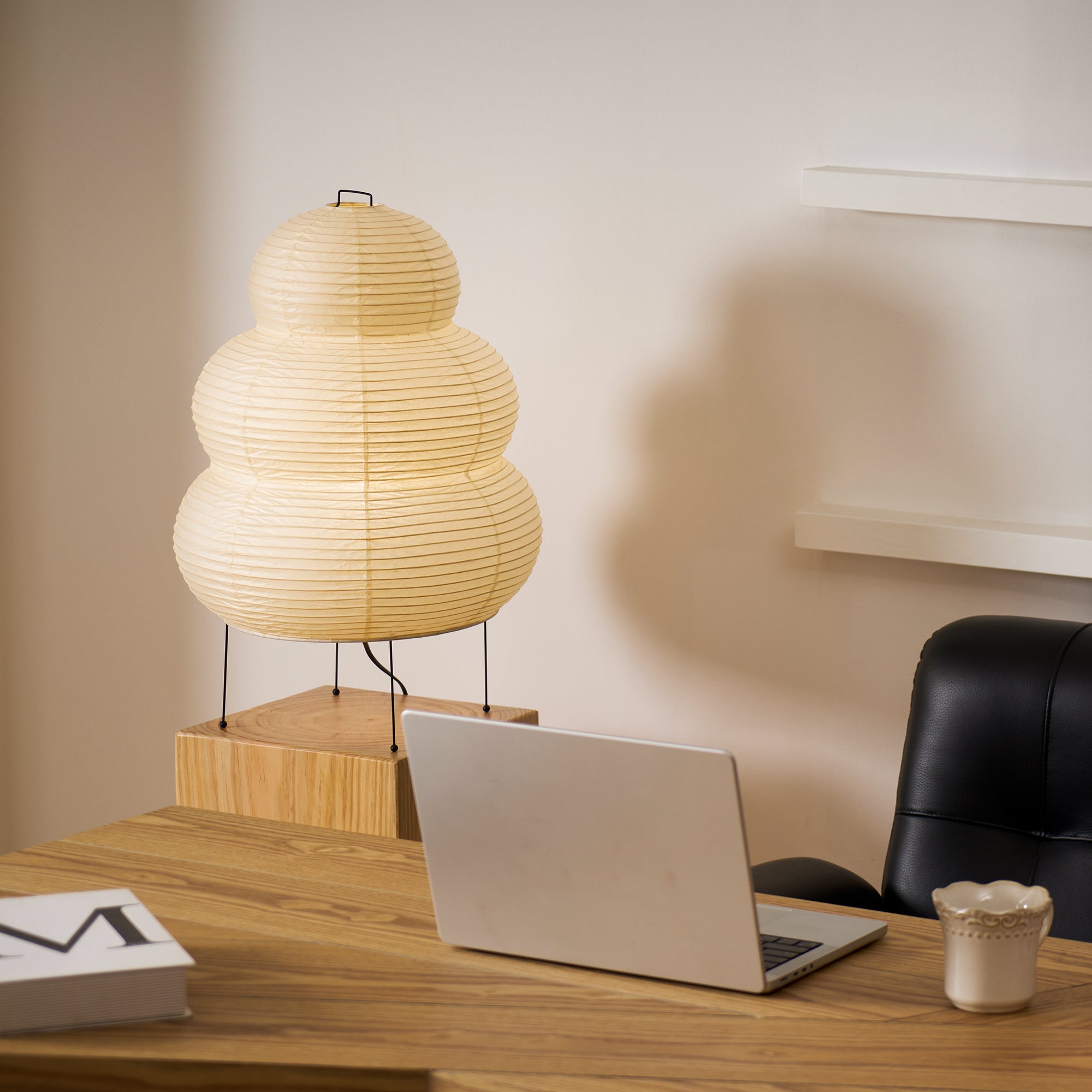 Japanese Akari Paper Table Lamp - Handmade Shoji Style Lighting for Bedroom, Living Room & Office - Warm Ambient Light for Relaxation & Decor