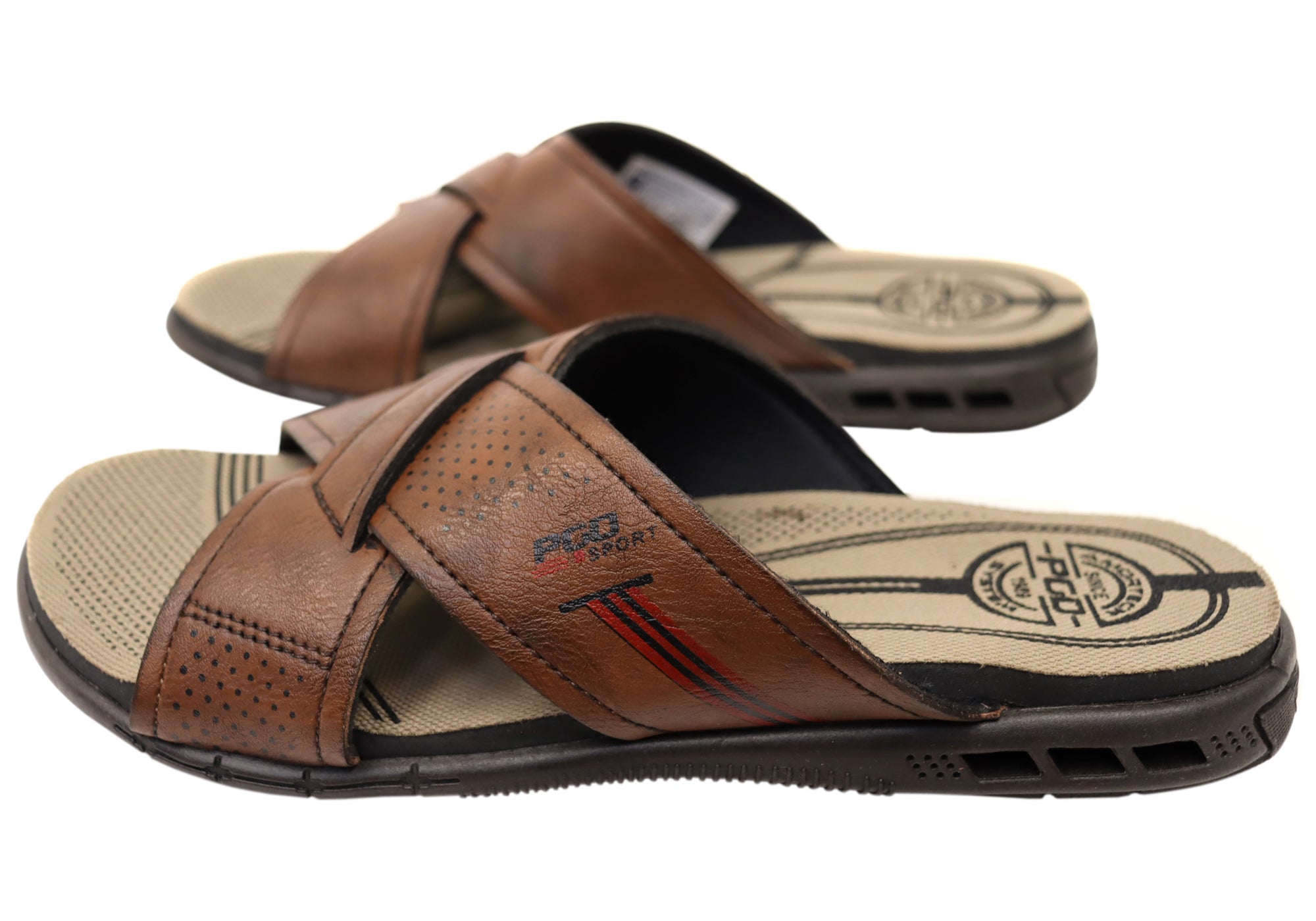 Jake Men's Comfortable Slides Sandals - Brazilian Made Leather Flip Flops for Beach, Pool & Casual Wear