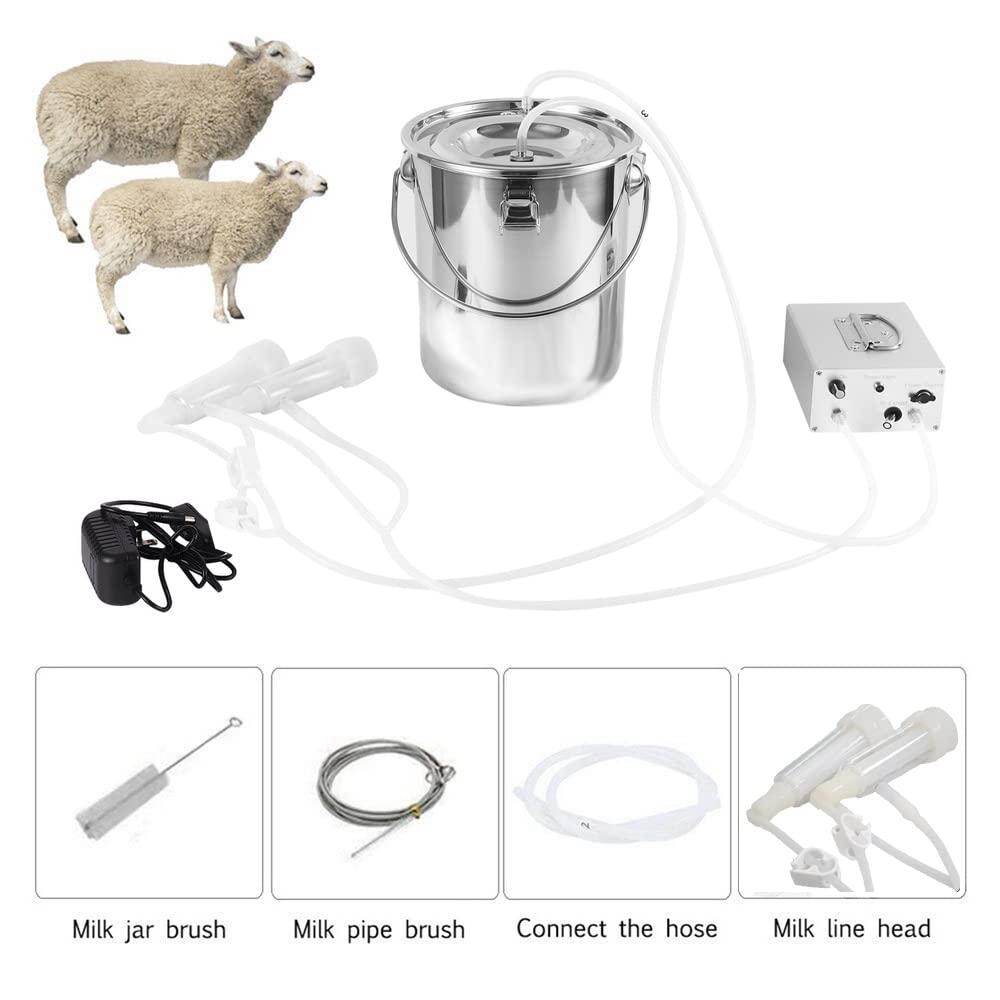 3L Electric Goat Milking Machine - Automatic Rechargeable Battery Powered Vacuum Pump with 2 Stainless Steel Teat Cups & Bucket - Portable Dairy Equipment for Small Farms, Homesteads, and Goat Owners (Battery Operated) - Perfect for Daily Milking, Farm Use, and Livestock Care