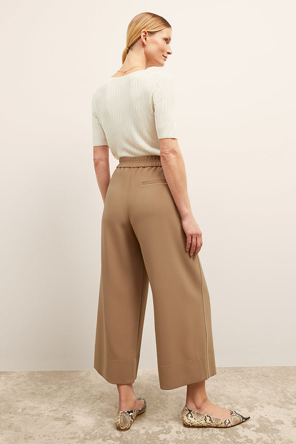 Elena Travel Culotte Pants - Everyday Comfort in Soft Crepe Fabric with Light Saddle Color | Perfect for Work, Travel & Casual Wear