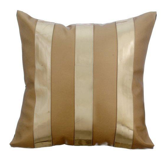 Brown Faux Leather Throw Pillow Cover - Waterproof & Reversible Decorative Cushion Case for Sofa, Bed, Chair - Modern Home & Office Decor (18x18 Inches)
