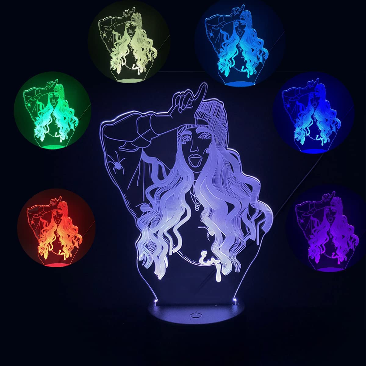 ZOOTML 3D Night Light for Kids - 7 Color Changing Smart Touch Desk Lamp, 3D Vision Bedside Table Lamp for Boys Girls Birthday Christmas Gift, Perfect for Bedroom Decor, Kids Room, Nursery & Party Decorations (Multi-Colored)