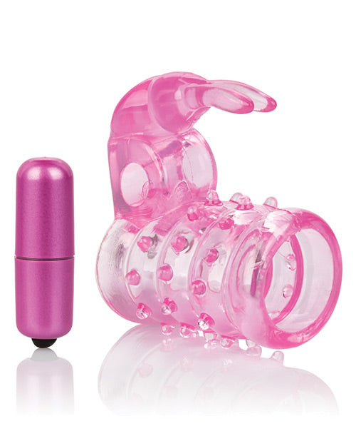 Premium Stretchy Vibrating Bunny Cock Ring with Clitoral Stimulator | Adjustable & Reusable | Enhances Pleasure for Couples | Perfect for Valentine's Day & Romantic Nights (Pink)