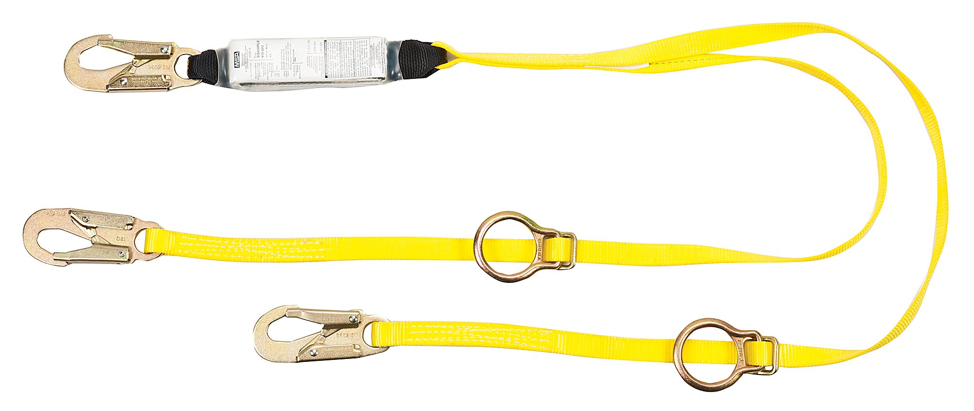 MSA 10129119 Workman Energy-Absorbing Safety Lanyard - Twin-Leg Design with LC Harness & Dual LC Anchorage Connections | Fall Protection for Construction, Roofing & Industrial Work