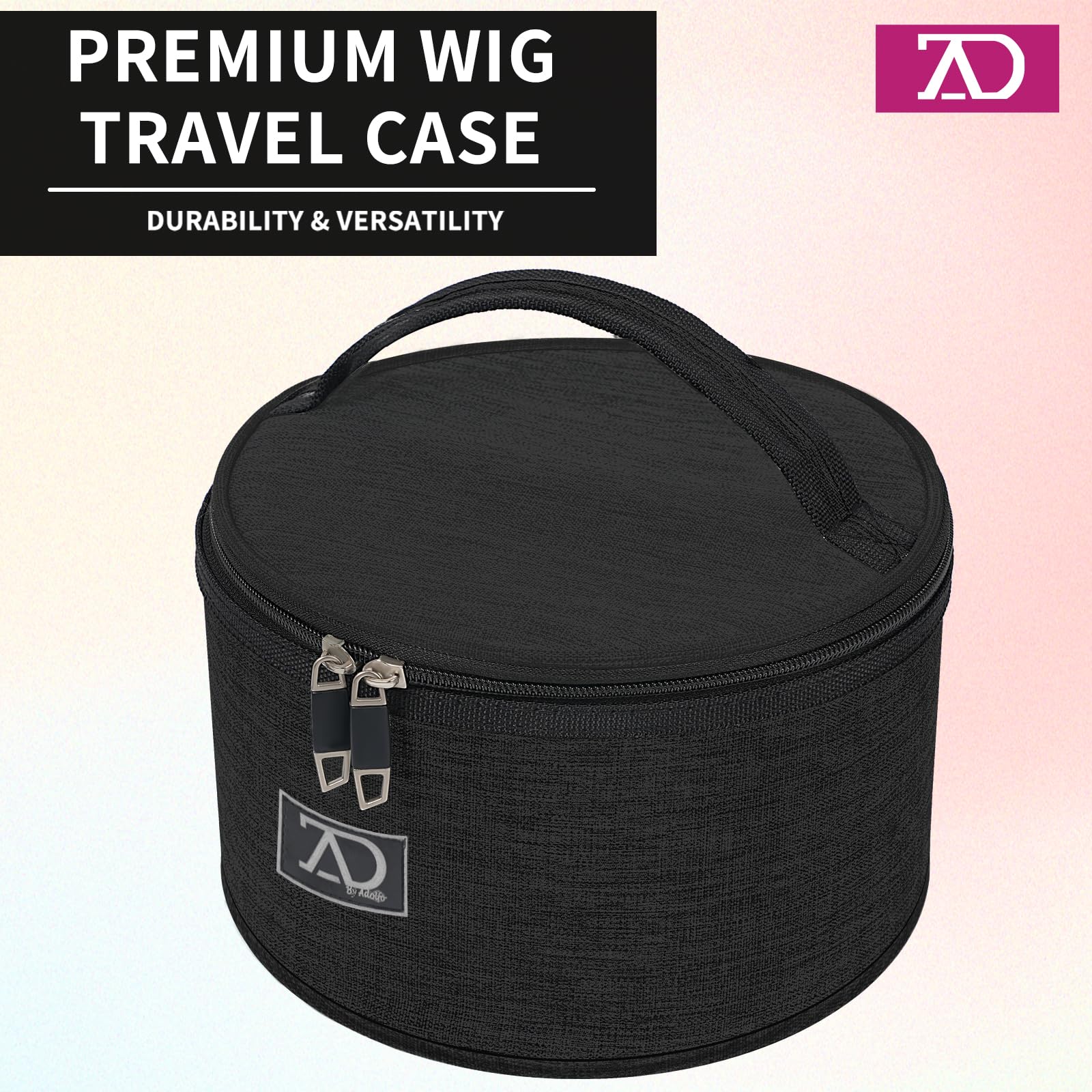 Quilted Nylon Wig Travel Case with Mirror - Lightweight & Portable for Wigs Storage & Travel
