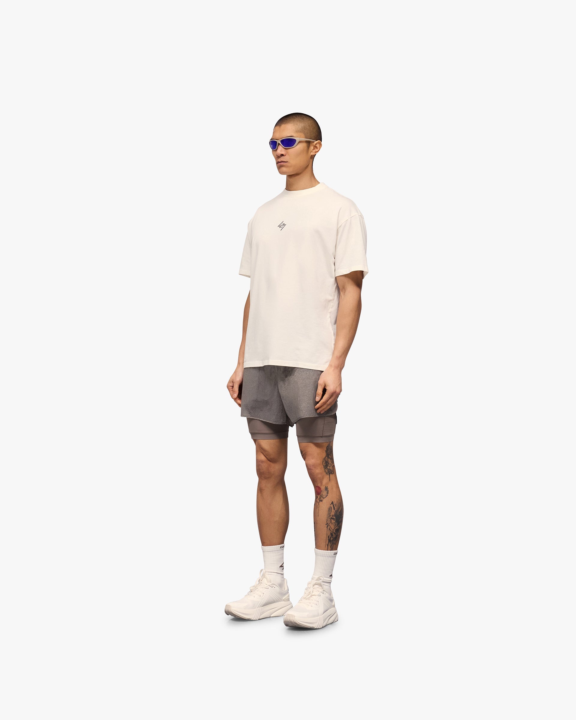247 Motion Oversized T-Shirt for Men & Women - Soft Cotton Crewneck Tee - Flat White - Casual Streetwear for Everyday Wear & Lounge Comfort