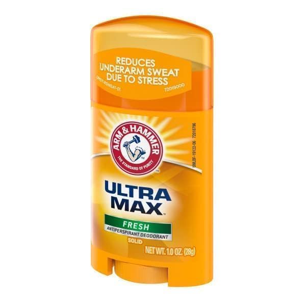 Arm & Hammer Ultra Max Antiperspirant Deodorant for Men & Women - 1 Ounce Travel Size (Pack of 2) - Fresh Scent, 24-Hour Protection - Perfect for Gym, Travel & On-The-Go Use