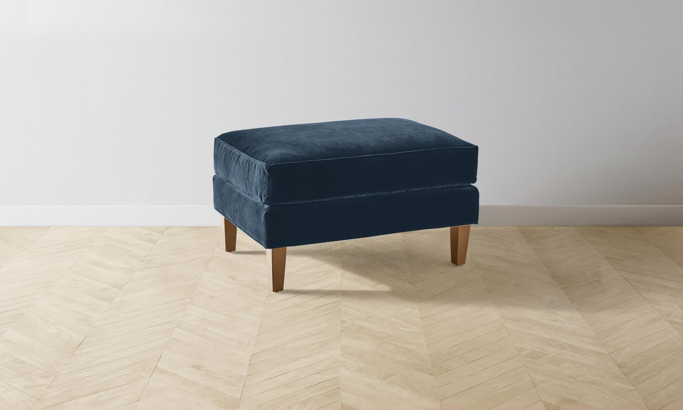 Premium Crosby Ottoman with Performance Velvet Upholstery in Sapphire Blue - Perfect for Living Room, Bedroom, or Home Office Decor