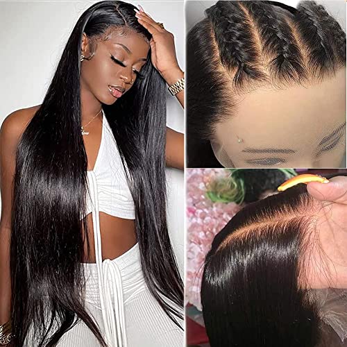 13x6 Brazilian Virgin Human Hair Wigs for Black Women - 150% Density Pre Plucked with Baby Hair, 22 Inch Straight Natural Color | Perfect for Daily Wear, Special Occasions & Protective Styling