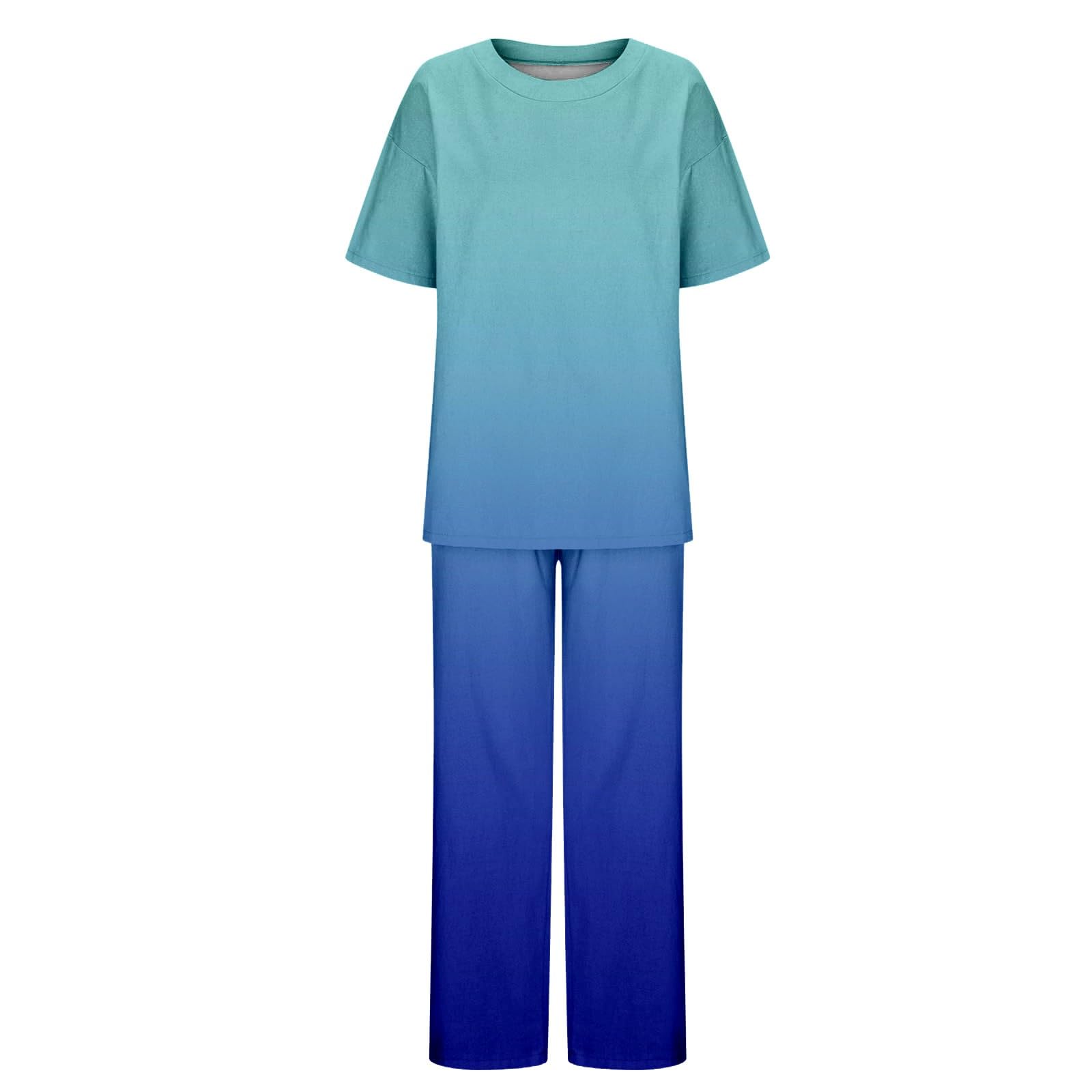 Ollysqiar Women's Summer Outfits - 2 Piece Cotton Linen Set with 3/4 Sleeve Oversized Top & Wide Leg Pants | Casual Loose Fit for Beach, Vacation & Everyday Wear