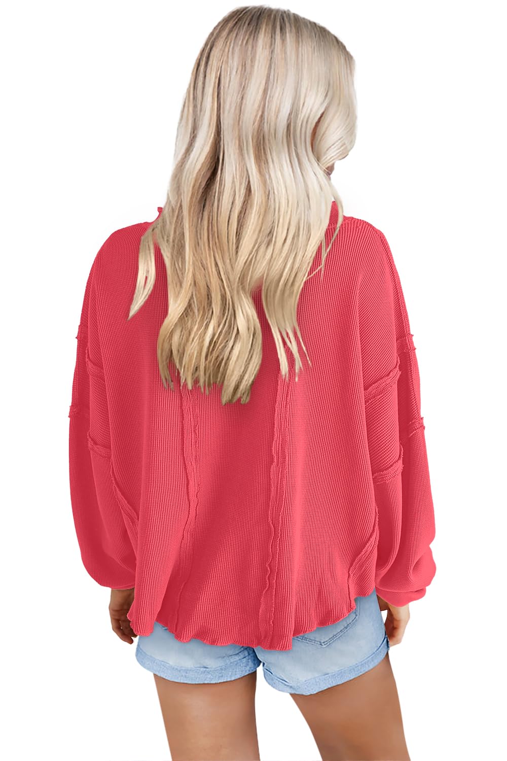 Panadila Women's Oversized Waffle Knit Pullover Sweater - Casual Long Sleeve Round Neck Tunic Top for Fall & Winter | Cozy Lounge Wear, Office Outfits, and Weekend Errands