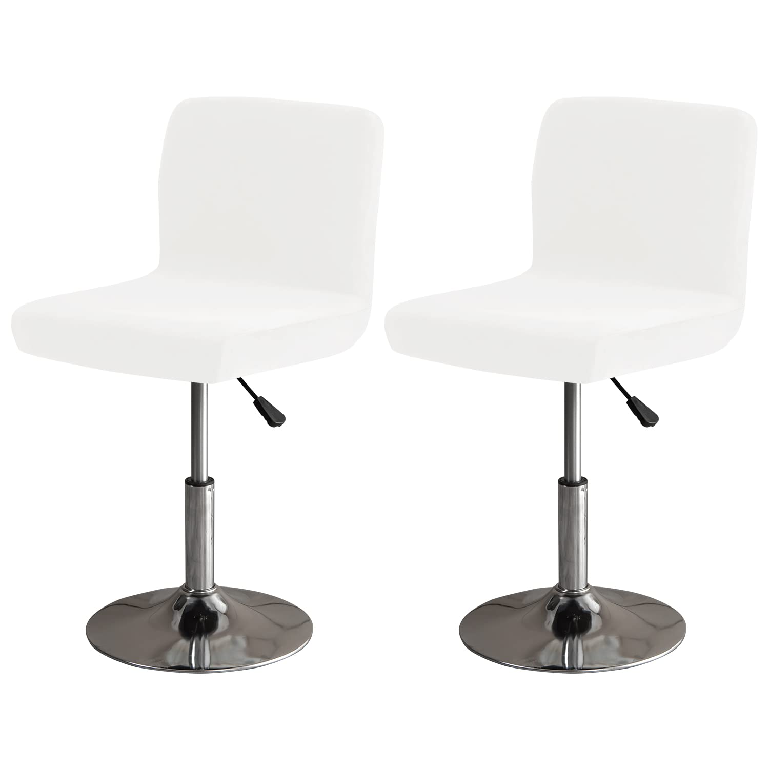Velvet Bar Stool Covers 2-Pack - Square Swivel Chair Seat Protectors for Counter Height & Medium Low Back Chairs, Soft & Durable (White) - Perfect for Kitchen, Dining Room & Home Bar Decor