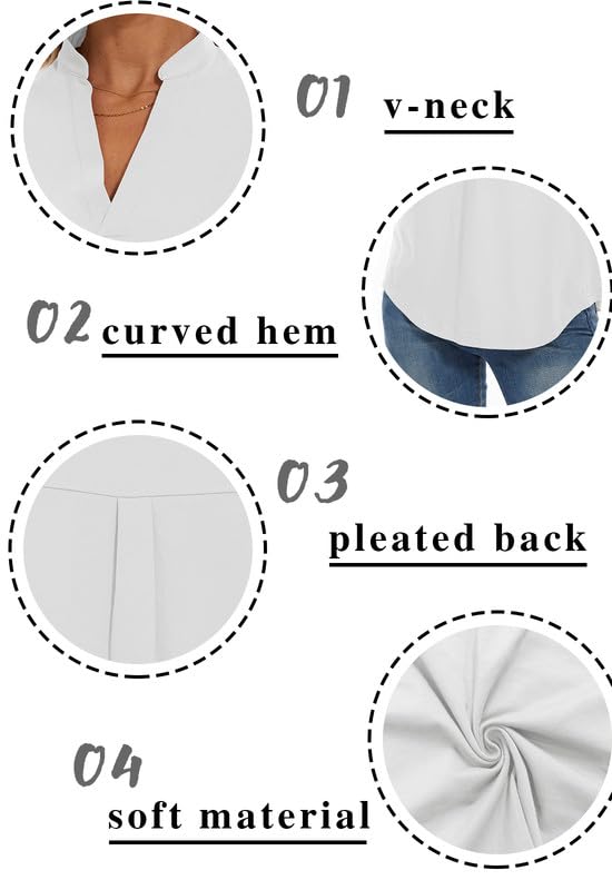 Women's Summer Short Sleeve V-Neck Cotton T-Shirts - Casual Work Tops for Women | Perfect for Office, Outings & Everyday Comfort