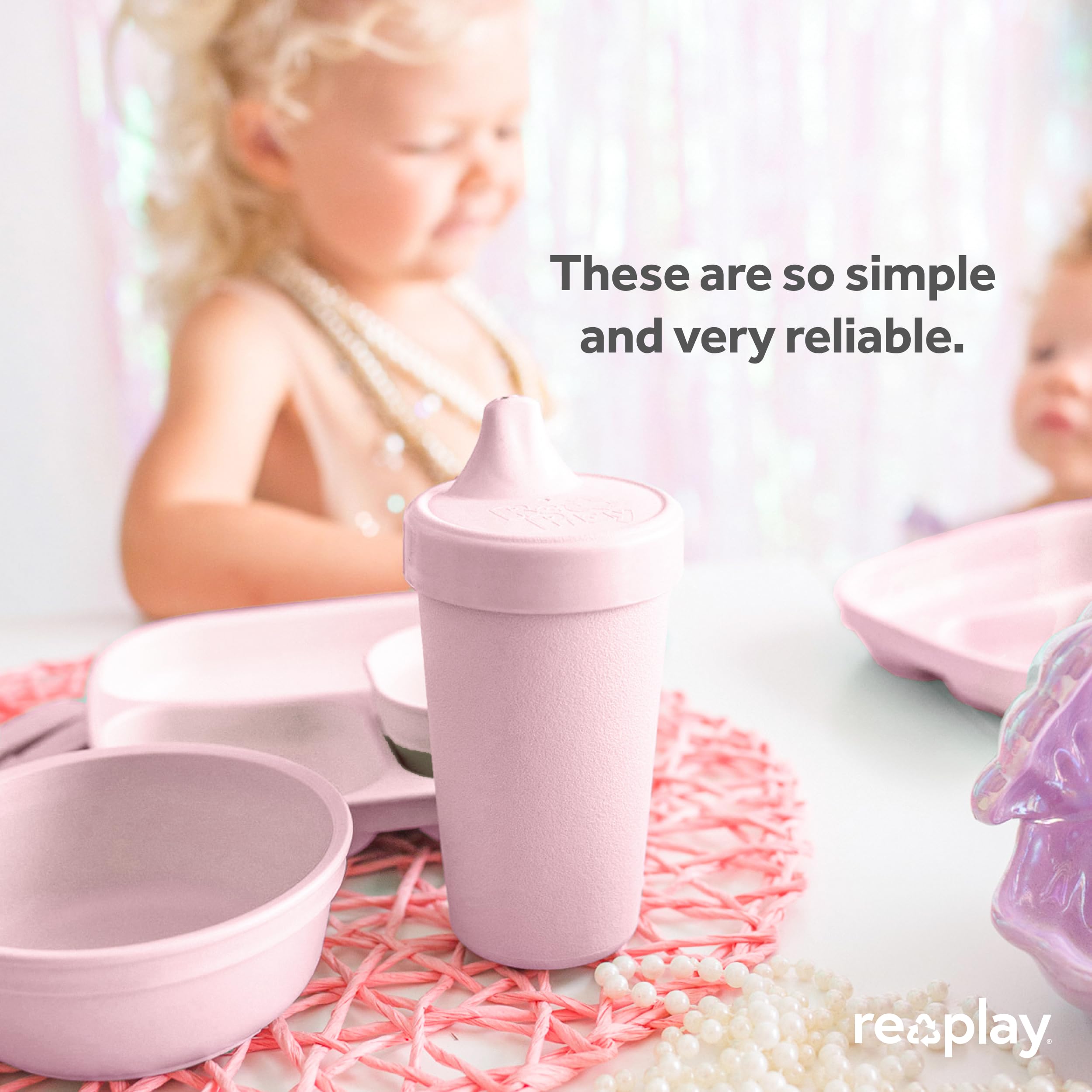 Re-Play USA Made 2-Pack Toddler Sippy Cups 10oz - BPA-Free Spill-Proof Kids Cups for Daycare & Travel - Dishwasher & Microwave Safe Hard Spout Sippy Cups 3.13