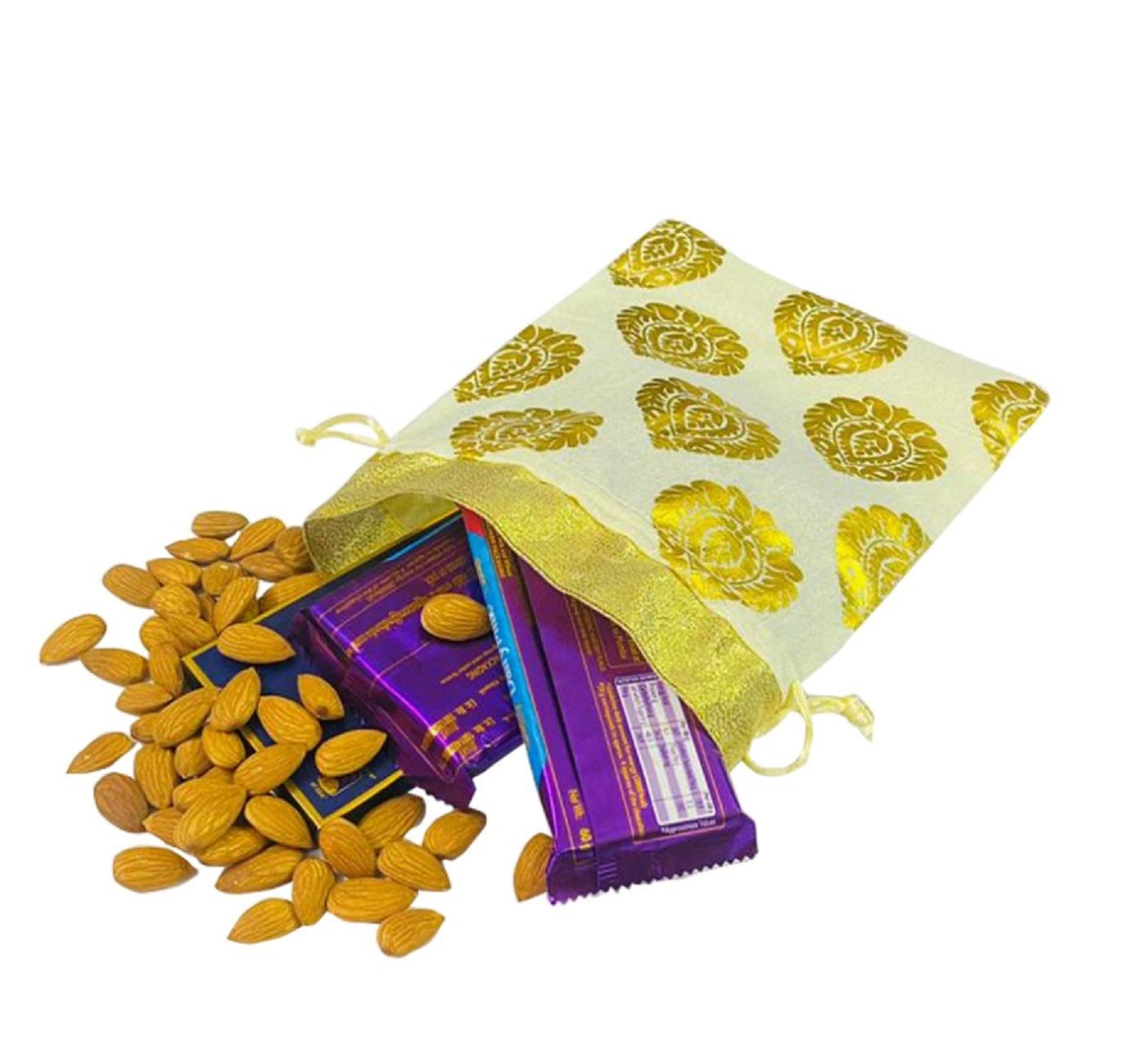 Moira Unisex Silk Brocade Potli Gift Bag (9 x 7 inches) - Perfect for Weddings, Parties & Indian Festivals