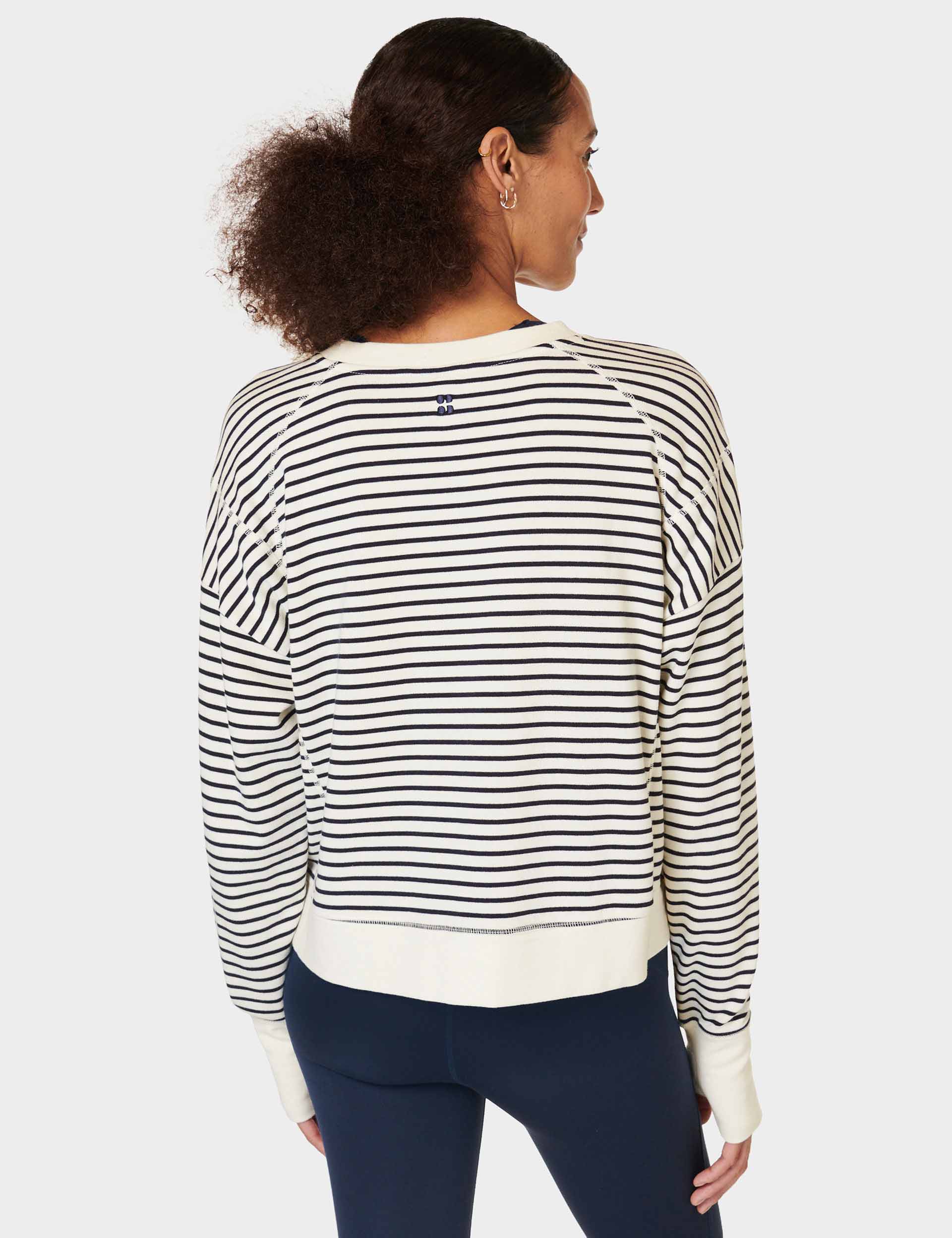 After Class Crop Sweatshirt - Lily White Stripe | Women's Casual Pullover Hoodie for School, Gym & Streetwear Fashion