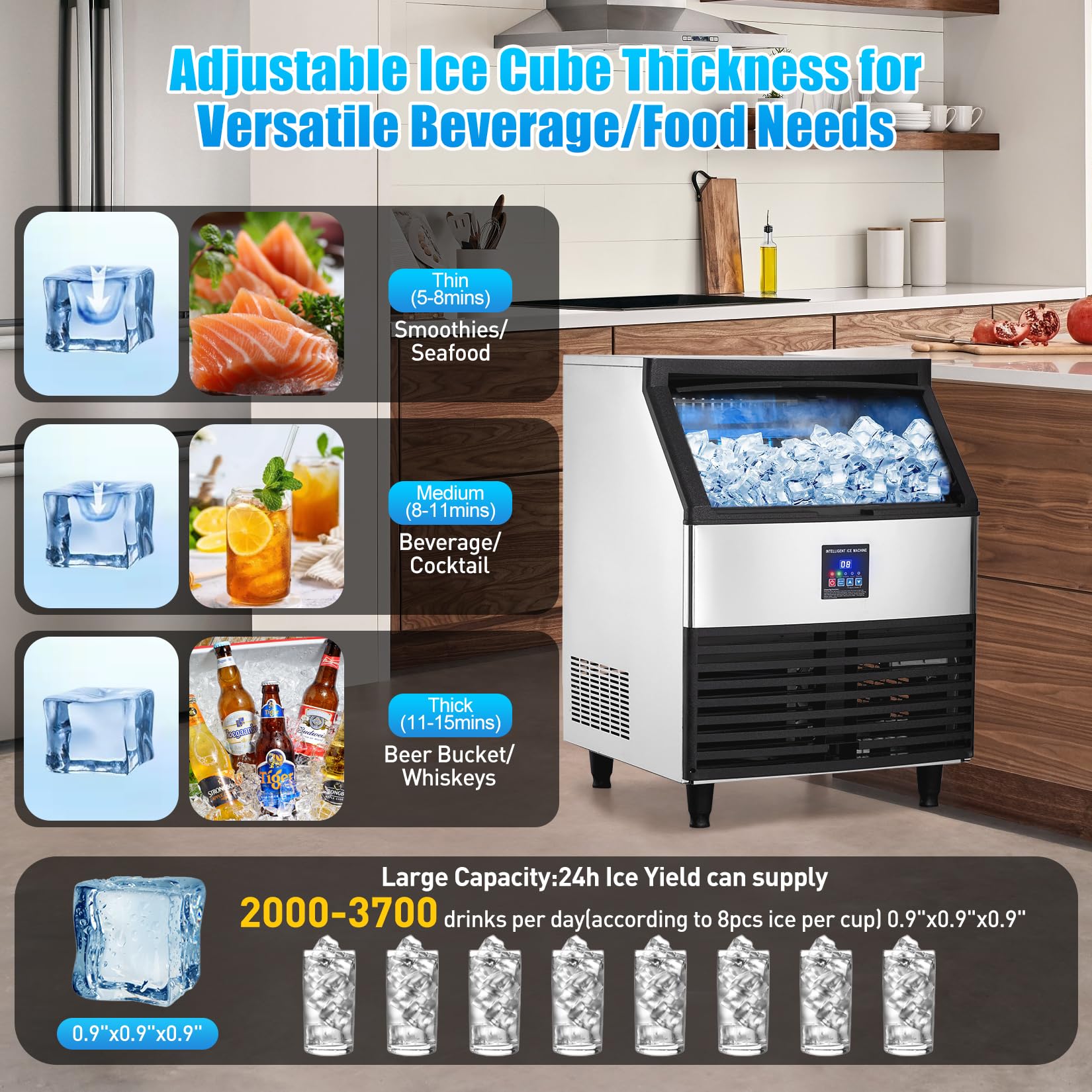 Commercial Ice Maker Machine 300LBS/24H, 26