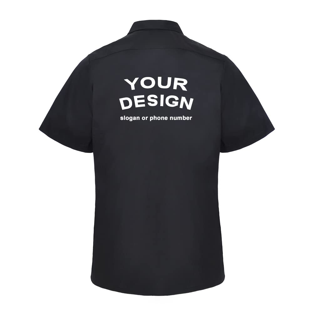 Custom Embroidered Work Shirts with Logo - Personalized Black Uniform Shirts for Professionals | Heat Transfer & Embroidery Options | Ideal for Construction, Hospitality & Corporate Teams