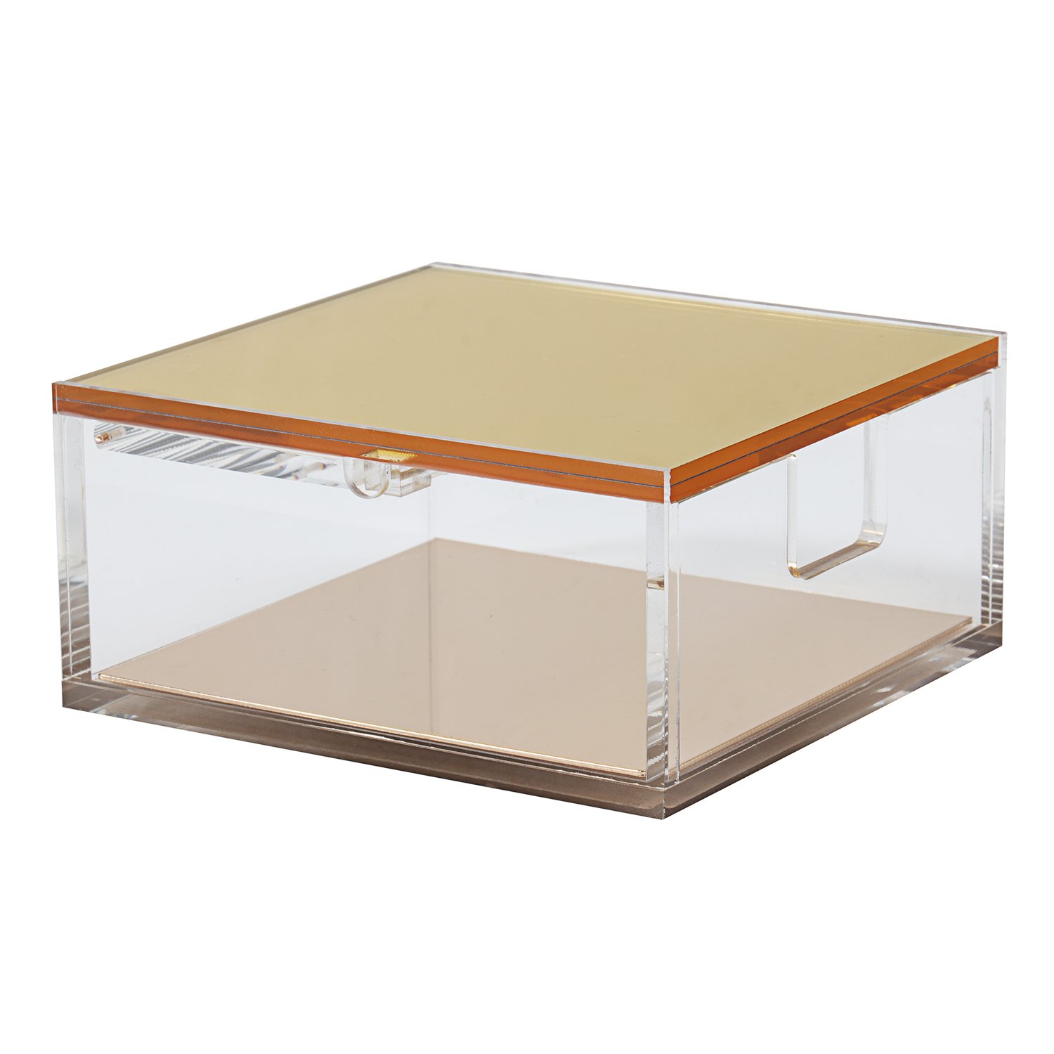 DS DRAYMOND STORY Gold Acrylic Mirror Jewelry Box - Elegant Wedding Gift Holder for Rings, Necklaces & Keepsakes - Perfect for Bridal Showers, Anniversaries & Special Occasions