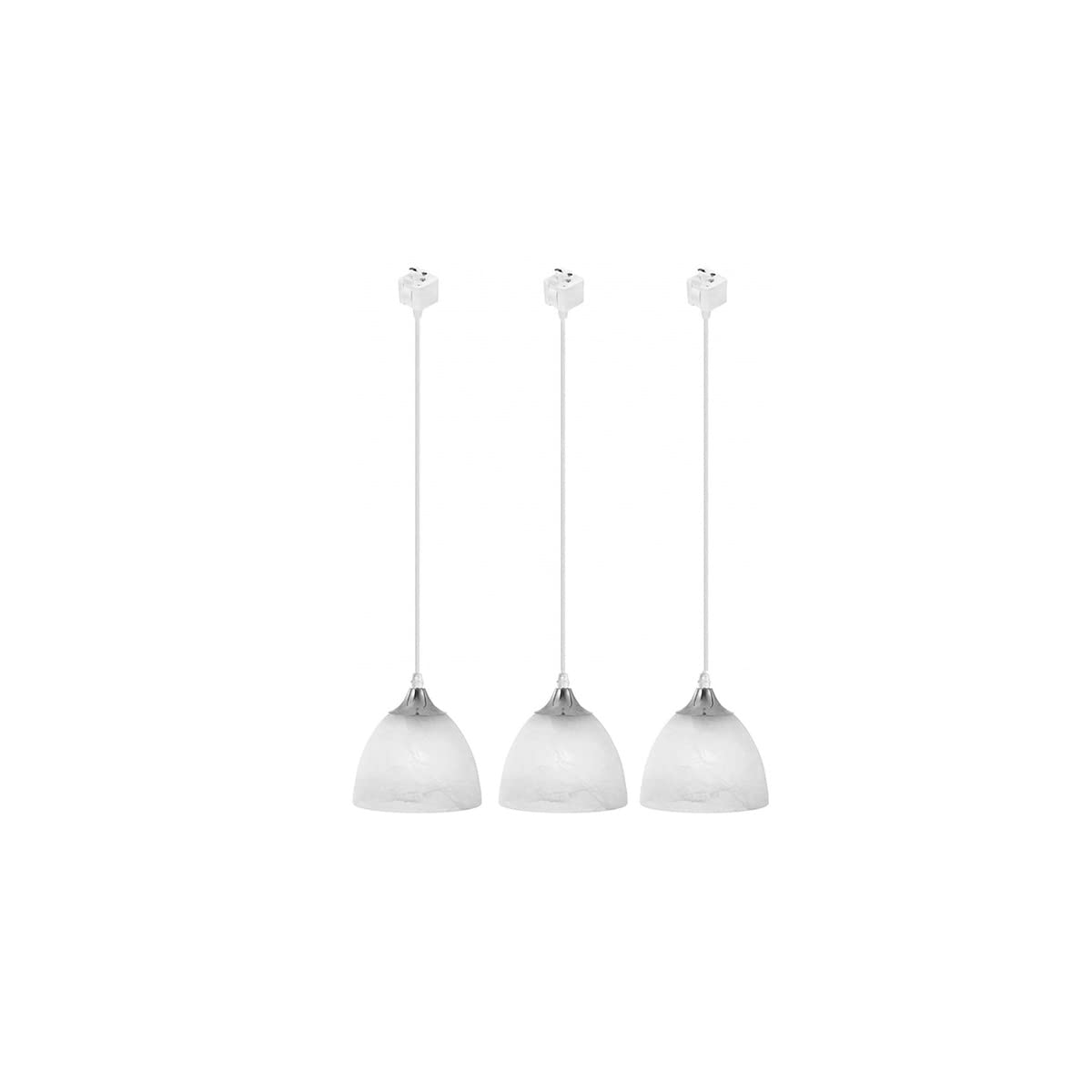 Kiven Juno Lighting 3 Pack J-Series Dimmable Track Mount Pendant Light Fixtures with Frosted White Glass Shade - 20 Inch - Modern Kitchen Island & Dining Room Lighting for Home & Restaurant Decor