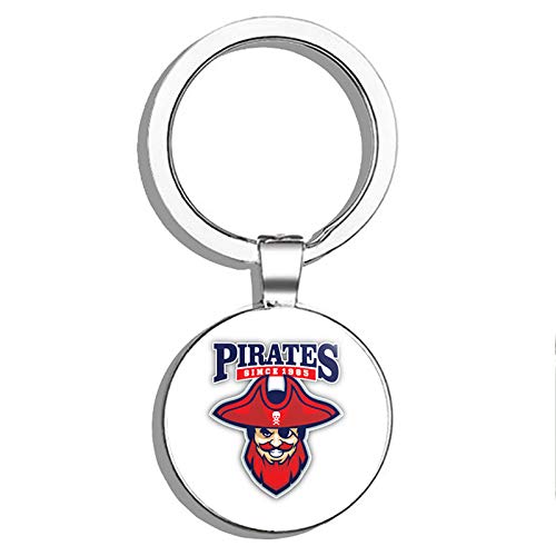 Pirate Mascot Double Sided Stainless Steel Keychain - Durable Key Ring Holder with Carabiner Clip for Keys, Key Finder & Backpack Accessories - Perfect for Gifts, Travel & Everyday Use