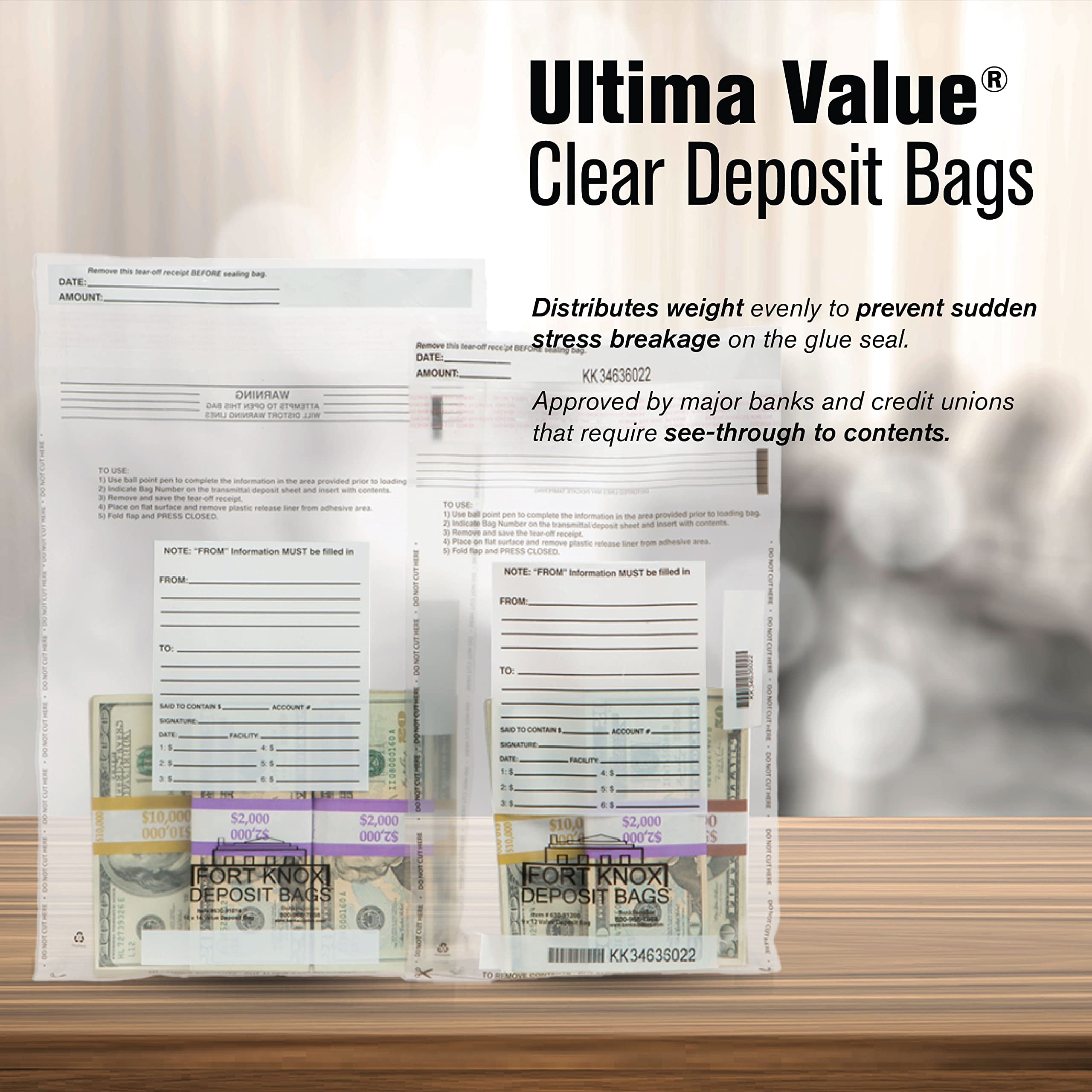 Heavy-Duty Dual-Handled Poly Coin Deposit Bags - 200 Pack for Bank Cash Deposits & Retail Cash Management