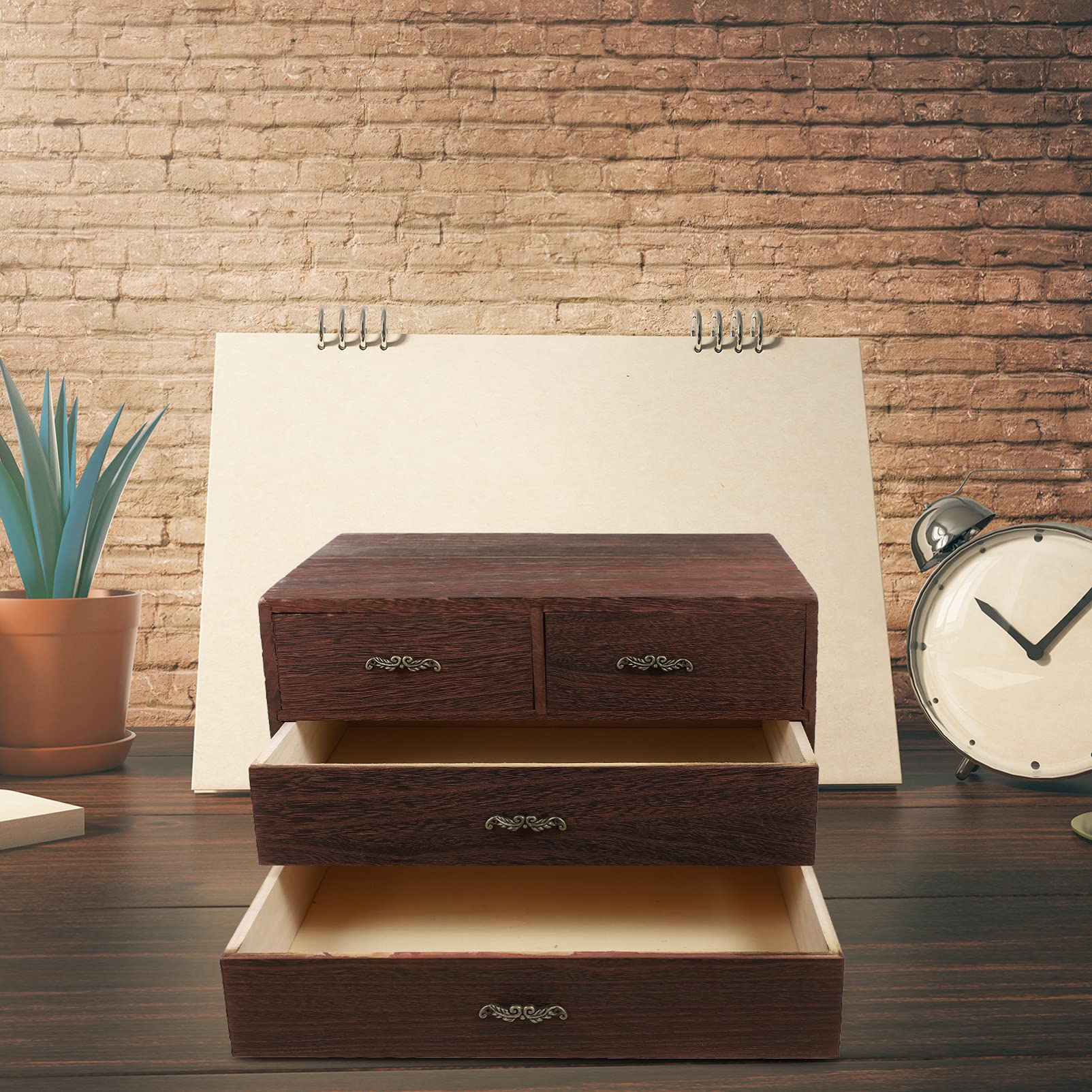 Veemoon Wooden Desk Organizer with Drawers - Home Office Storage Box for Pens, Papers & Supplies | Perfect for Workspace, Study & Office Organization