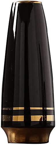 Elegant Black Ceramic Vase - Handmade Tall Flower Vase for Home Decor, Wedding & Party | Stylish White Design for Bouquets | Perfect for Living Room, Kitchen, Office & Table Centerpieces