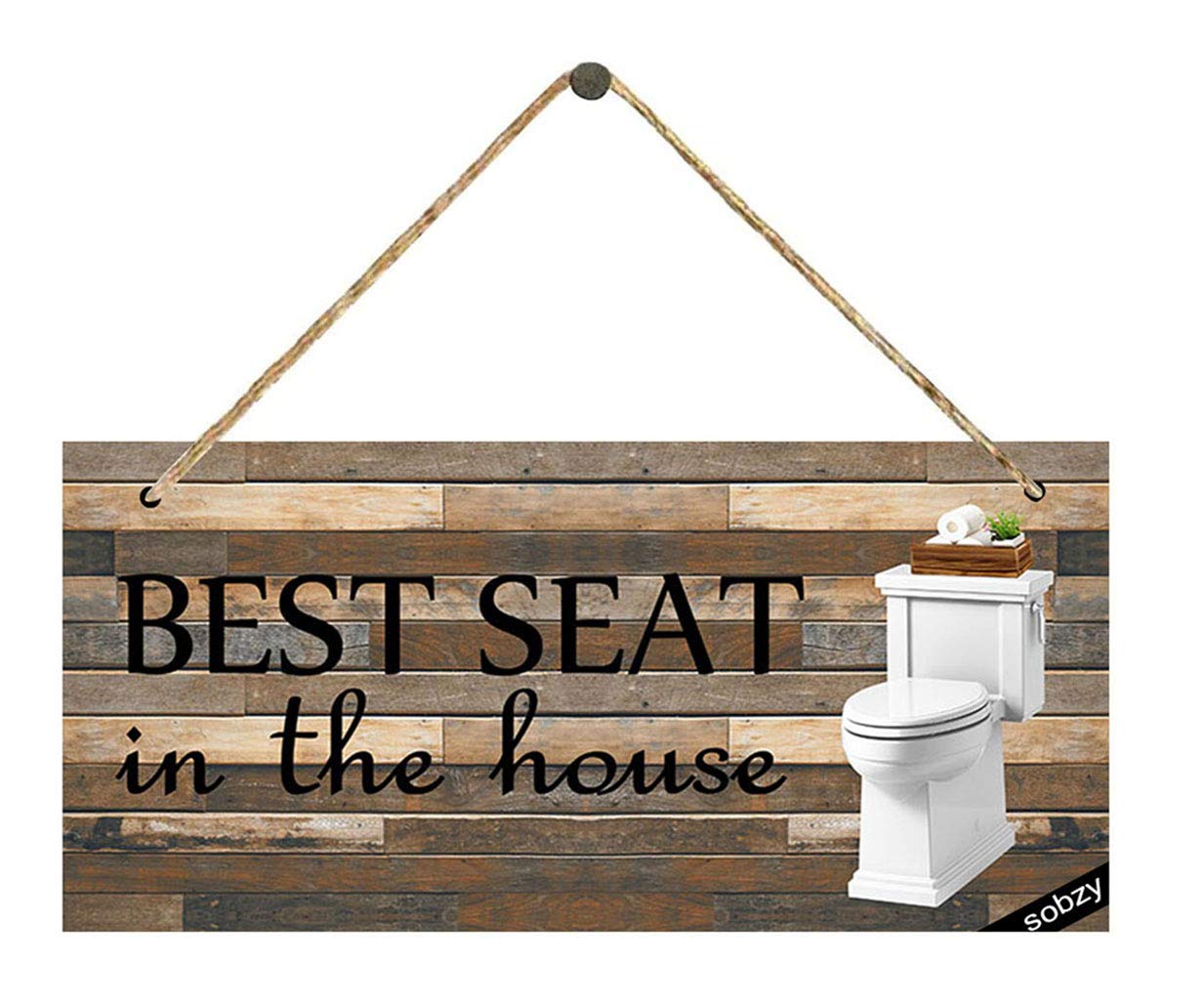 Best Seat in the House Bathroom Sign - Funny Farmhouse Rustic Wall Decor Plaque | Perfect for Bathroom, Powder Room & Home Decor