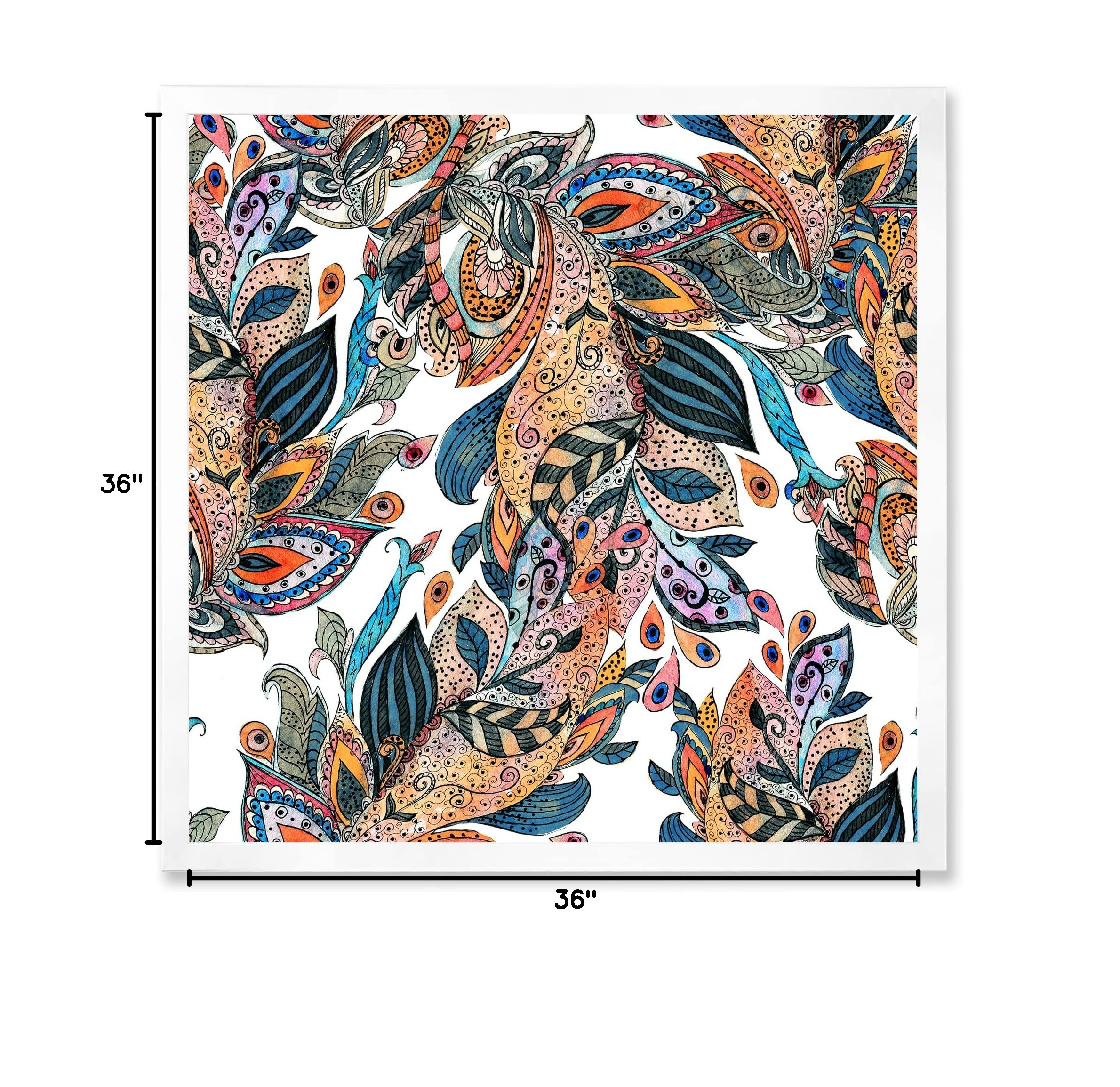Floral Seamless Abstract Texture Traditional Framed Wall Art - Elegant Home Decor for Living Room, Bedroom & Office - Perfect for Modern Interior Design