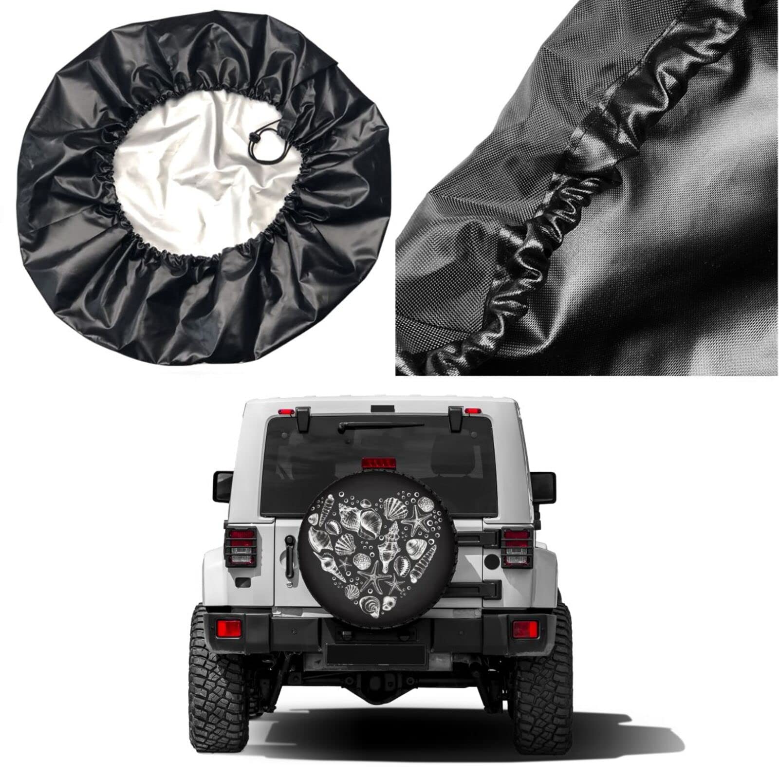 15 Inch Sea Shells Starfish Spare Tire Cover - Dust-Proof Wheel Protector for Trailers, RVs, SUVs & Vehicles | Perfect for Beach Trips & Outdoor Adventures