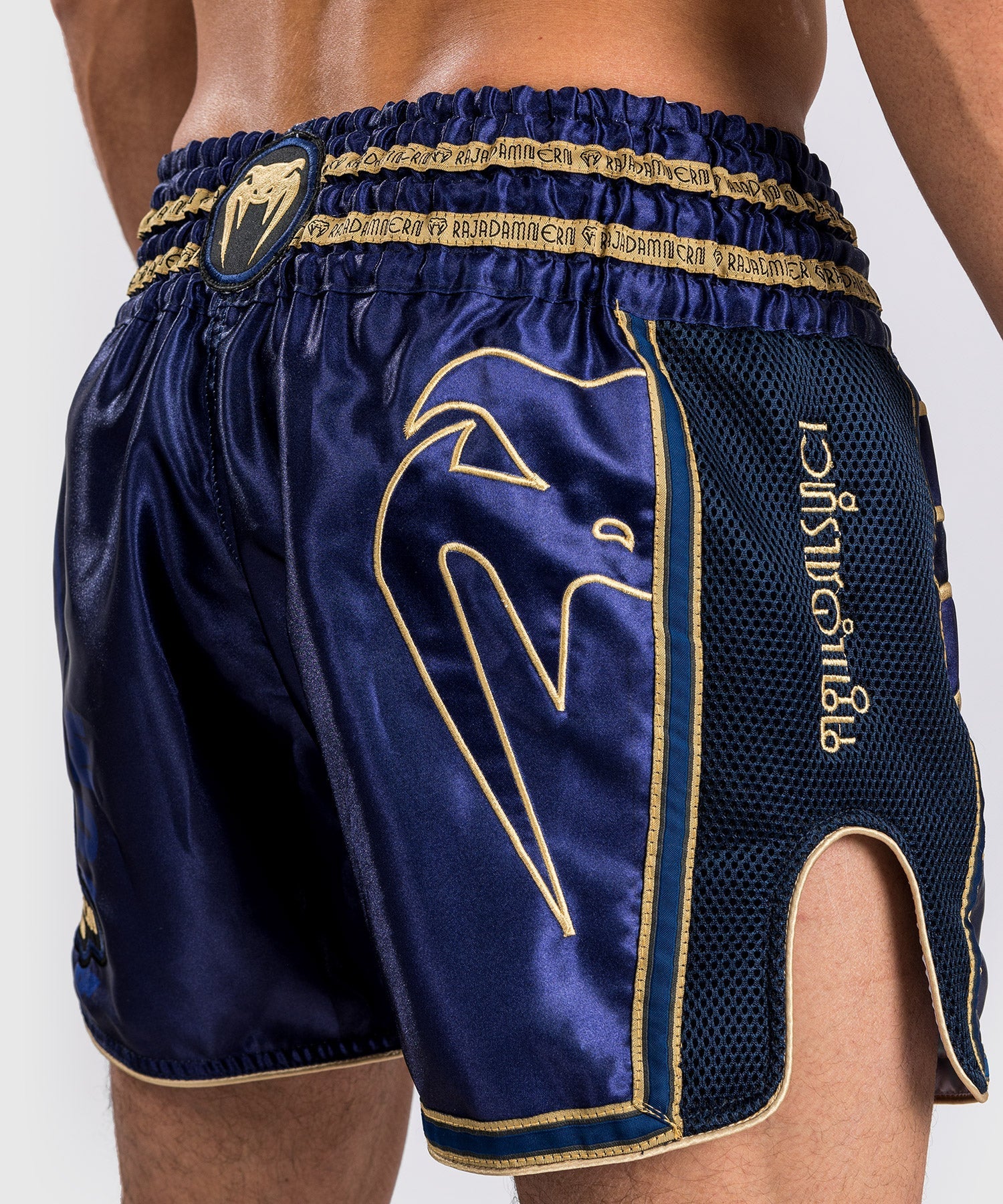 RAJADAMNERN x Venum Muay Thai Shorts - Navy Blue MMA & Kickboxing Training Shorts for Men | Perfect for Muay Thai, Boxing & Martial Arts Practice
