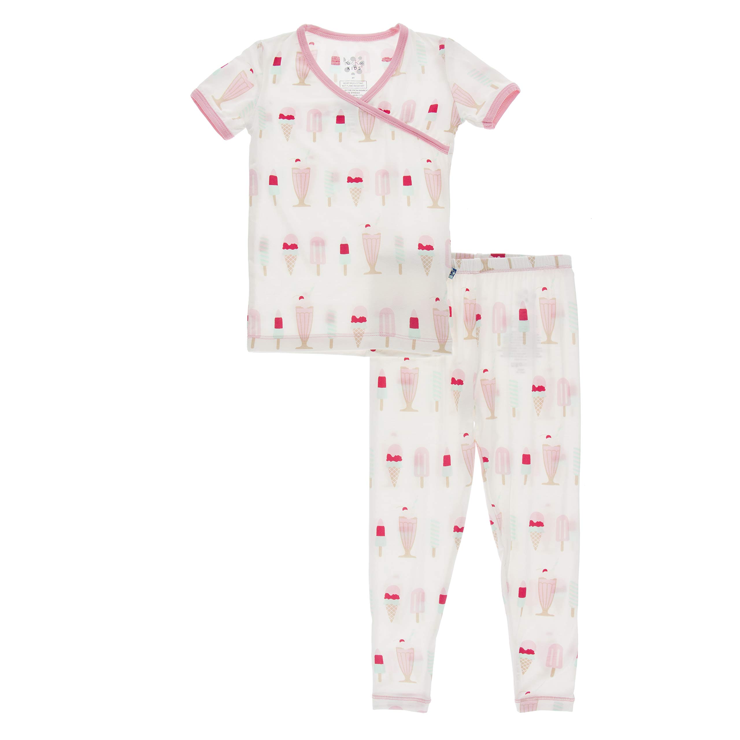 KicKee Print Kimono Pajama Set - Soft Short Sleeve Snug Fit Sleepwear for Babies & Kids | Perfect for Bedtime, Lounging & Family Matching Outfits