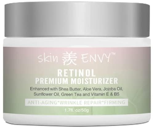 Best Retinol Anti-Aging Face Cream with Hyaluronic Acid & Vitamin E - Deep Hydration & Wrinkle Reduction - Shea Butter & Green Tea Formula - Perfect for Night Routine & Dry Skin Care - 1.7oz