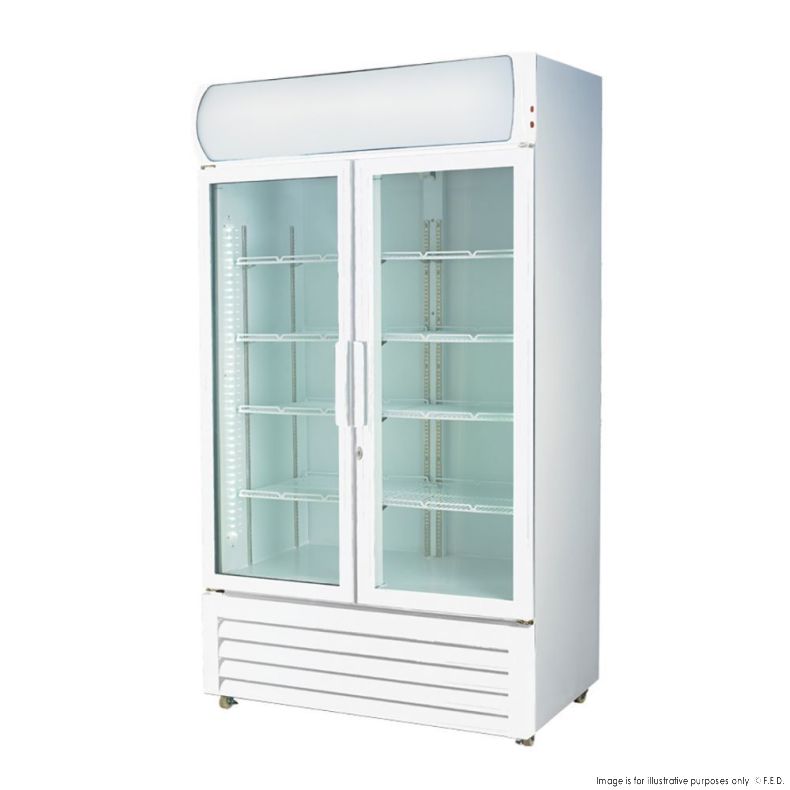 Thermaster Large Two Glass Door Upright Drink Fridge - 1200P Capacity, Commercial Beverage Cooler for Restaurants, Bars & Home Use (Model: NSW1974)
