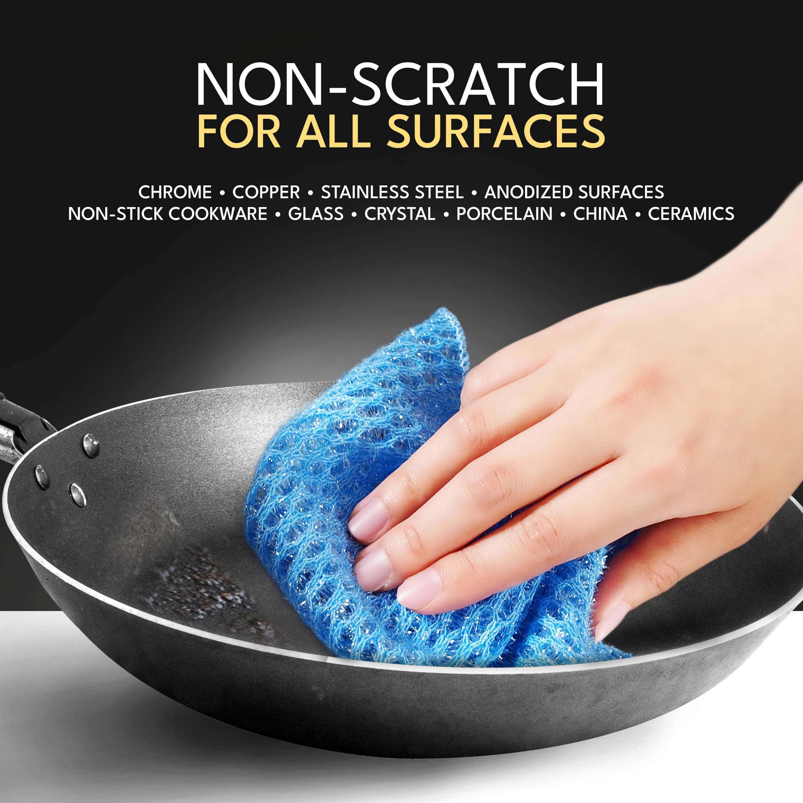 Eco-Friendly Dish Scrubbers - Non-Scratch Cleaning Pads for Pots, Pans & Dishes - Reusable Sponge Alternative - Kitchen Cleaning Supplies for Sinks & Countertops - Perfect for Daily Dishwashing & Tough Stains