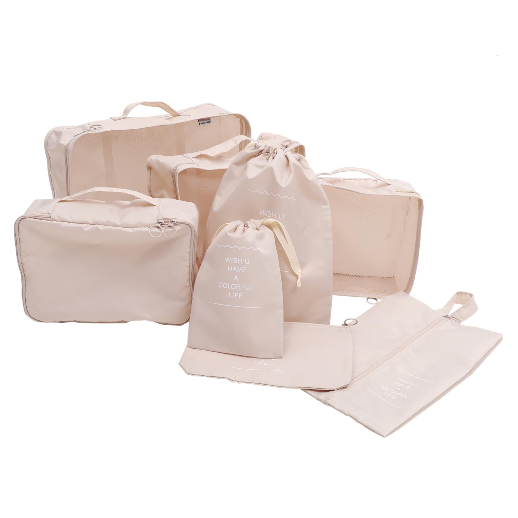 KESYOO 8-Piece Beige Travel Organizer Set - Packing Cubes & Compression Bags for Suitcases, Carry-Ons & Backpacks | Lightweight Polyester Luggage Organizers for Vacation, Business Trips & Weekend Getaways