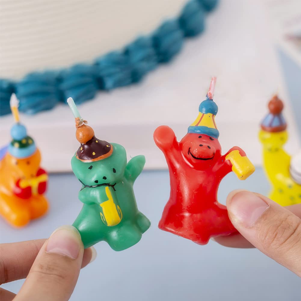 Dinosaur Birthday Cake Candles - 3D Dino Themed Cake Toppers for Kids Birthday Party Decorations (Set of 4) | Perfect for Jurassic Theme Cakes, Dino Parties & Prehistoric Celebrations