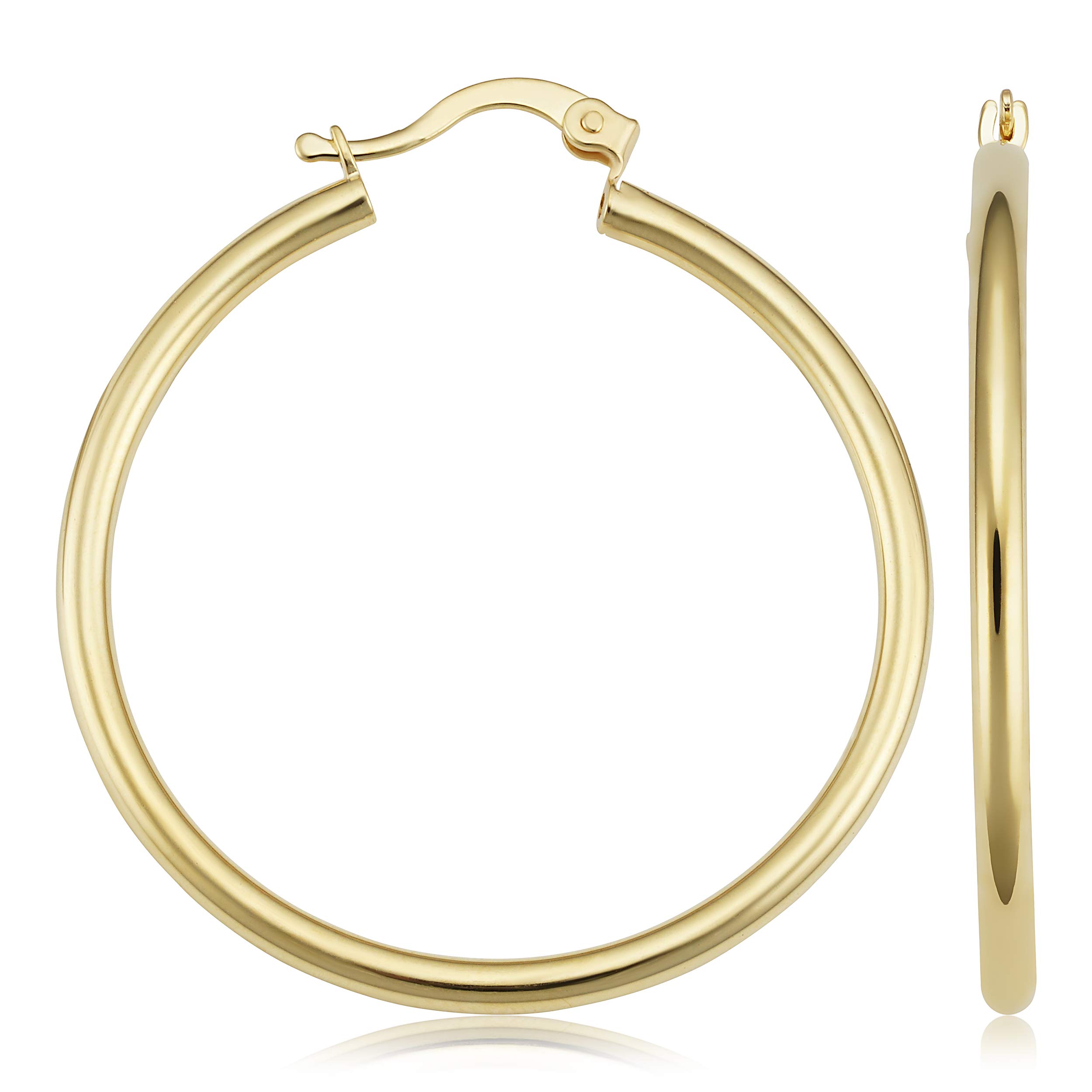14k Yellow Gold Filled Chunky Round Hoop Earrings for Women | Classic Gold Hoop Jewelry | Perfect for Everyday Wear, Parties & Special Occasions