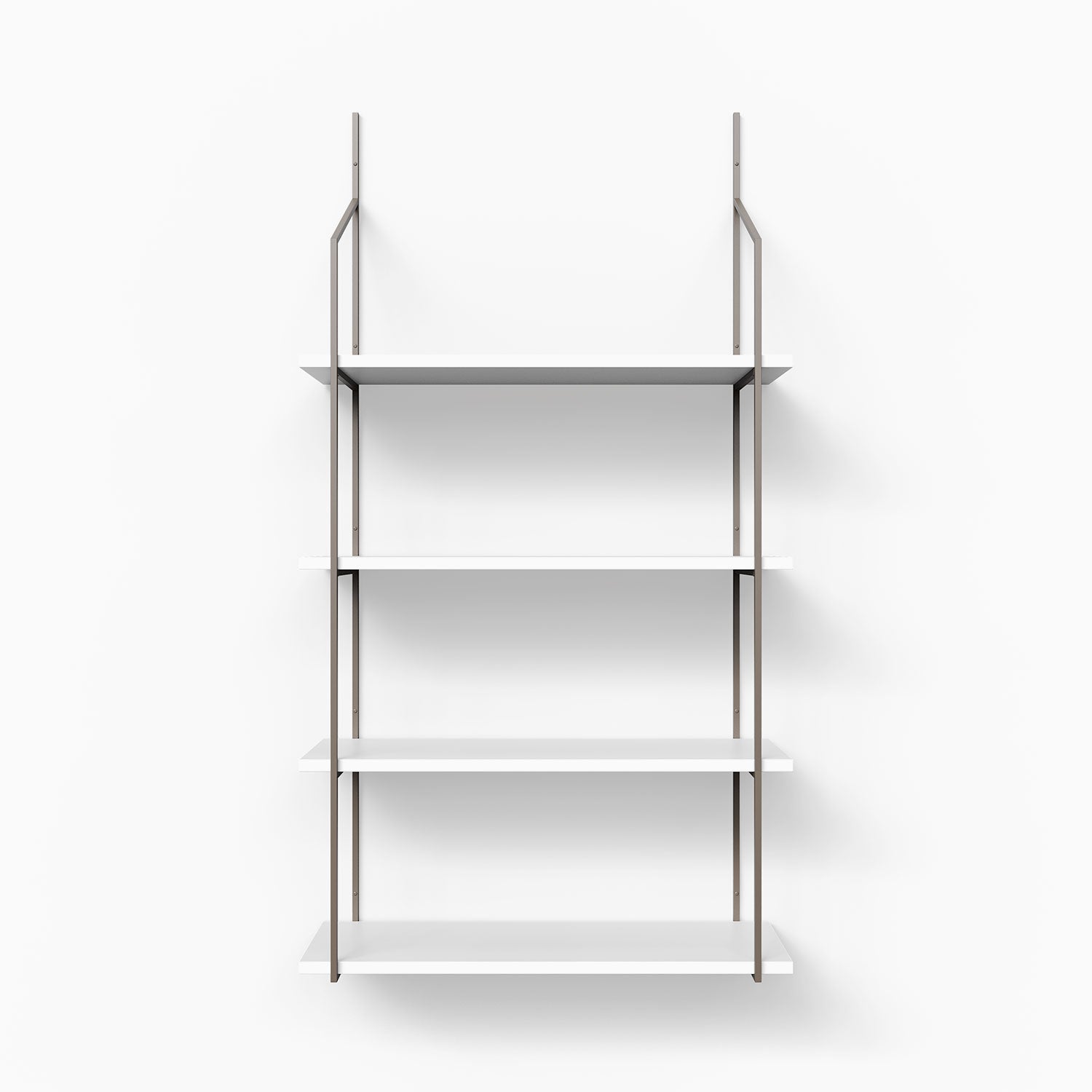 4-Tier Wooden Shelf - Verne White Rustic Bookshelf for Living Room, Bedroom, or Office Storage - Sturdy Multi-Level Display Organizer for Books, Plants, and Decor