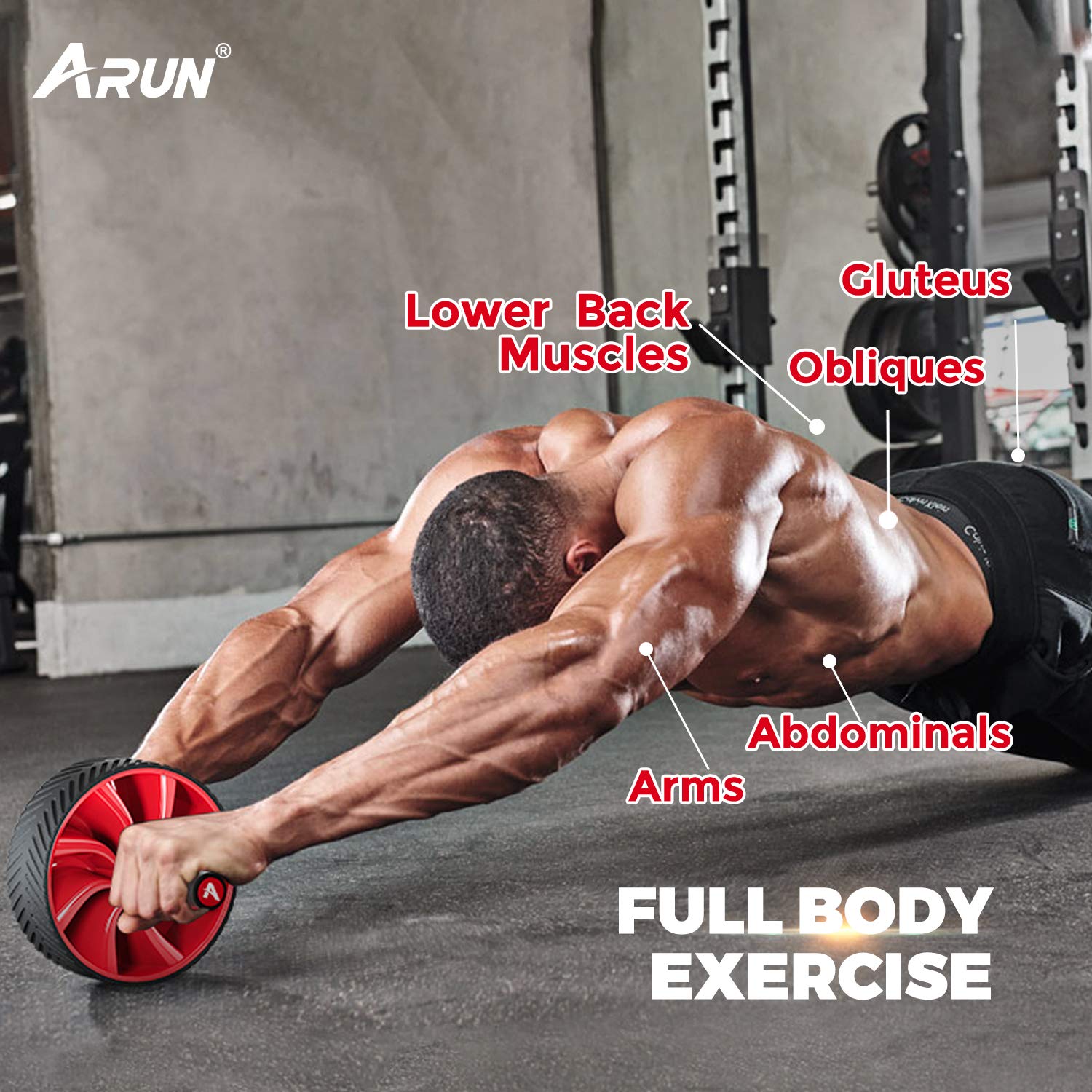 ARUN 5-in-1 Ab Roller Wheel for Core Strength Training - Abdominal Exercise Equipment with Resistance Bands, Knee Pad & Jump Rope - Perfect for Home Gym Workouts, Fitness Enthusiasts & Full Body Toning