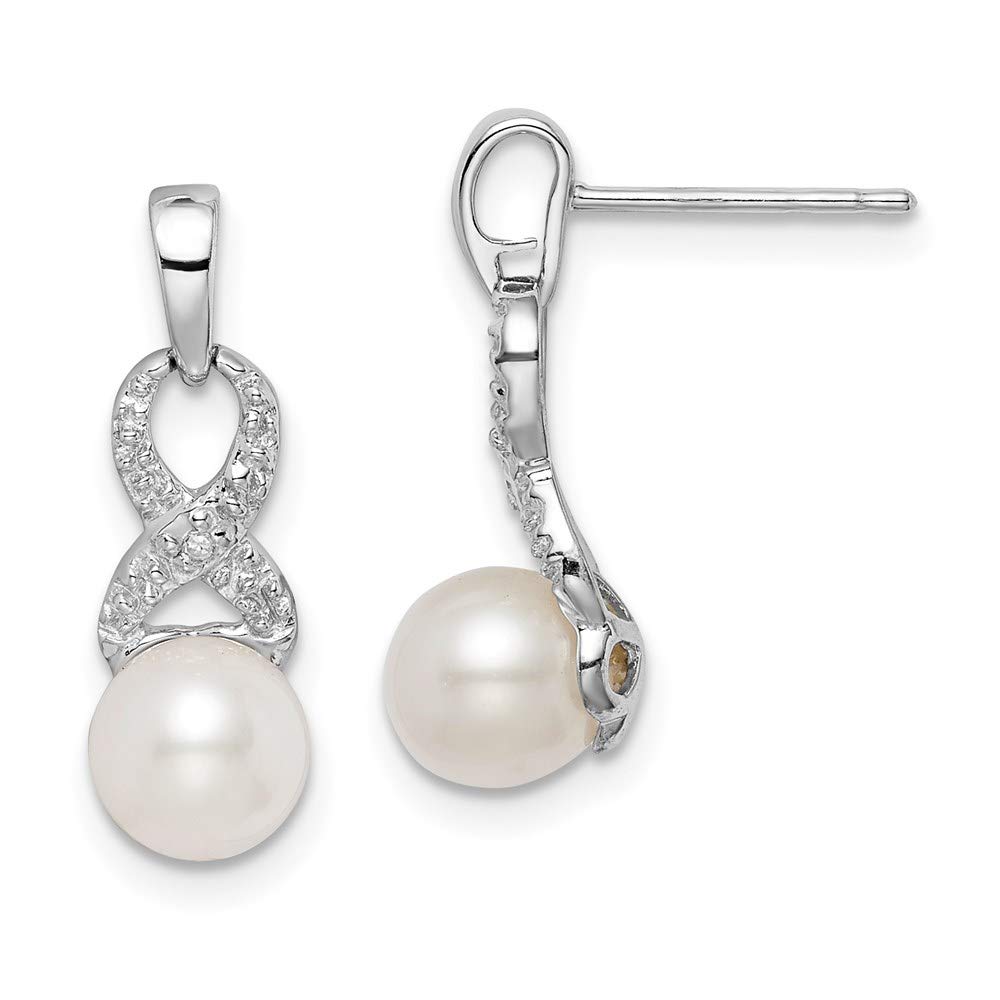 Sterling Silver Diamond & Freshwater Pearl Stud Earrings for Women - Elegant Jewelry Gift for Wedding, Anniversary & Special Occasions