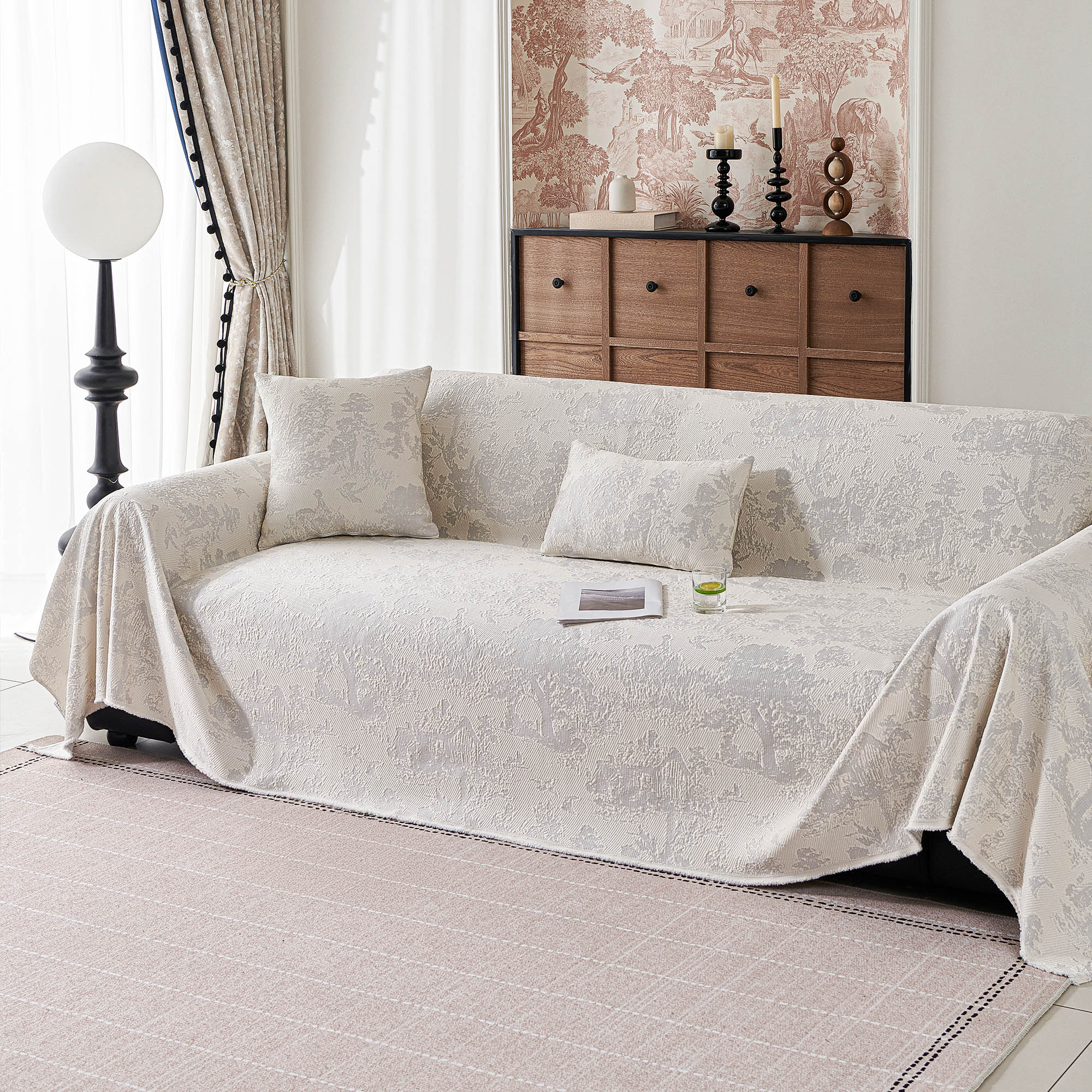 Pastel Floral Cooling Sofa Cover - Breathable, Easy to Clean Couch Protector for Living Room, Bedroom - Perfect for Home Upgrade, Pet Protection & Daily Comfort