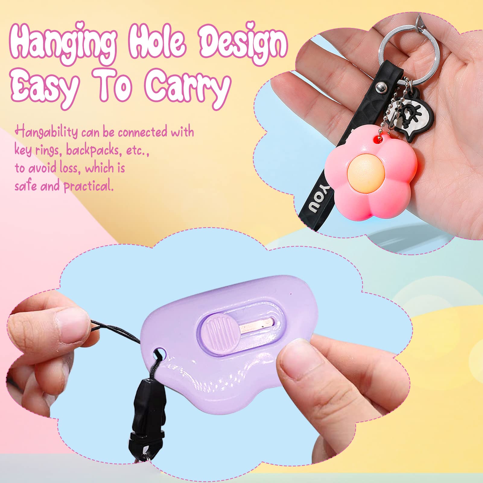 12Pcs Mini Retractable Utility Knives - Cute Cloud Shaped Box Cutters with Keychain Hole | Plastic Letter Openers for Boxes, Envelopes & Packages | Perfect for Office, School, Home & Craft Use