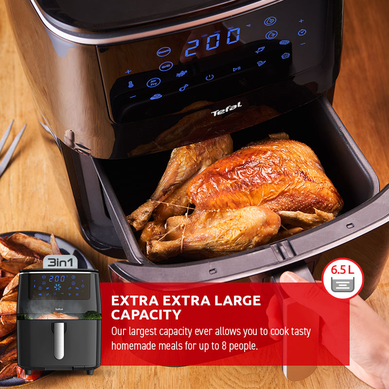 Tefal FW2018 XXL 3-in-1 Air Fryer with Grill & Steam Functions - Healthy Oil-Free Cooking for Family Meals, Parties & Quick Weeknight Dinners