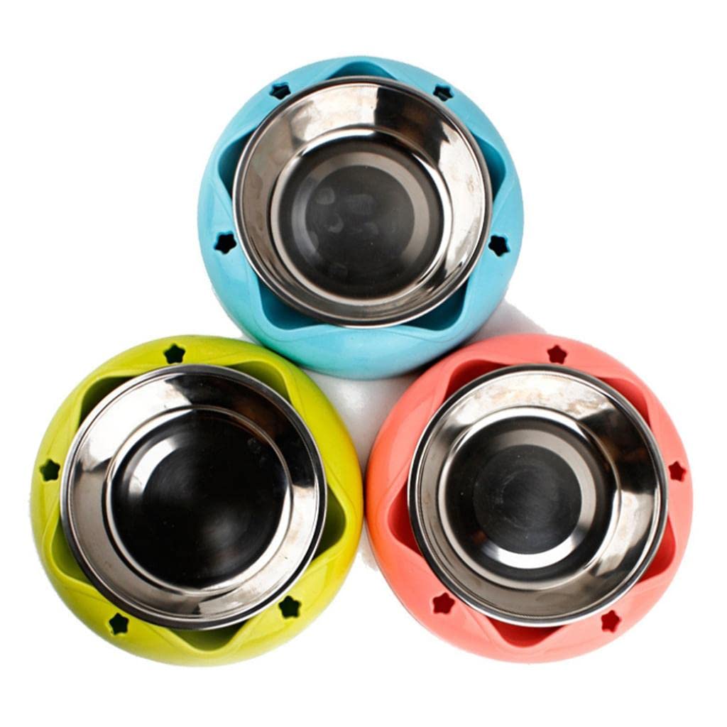 Stainless Steel Pet Bowl for Dogs & Cats - Non-Slip Travel Food Dish with Carry Case, Perfect for Home, Outdoor & Travel Use - Yellow (Lyla Brand)
