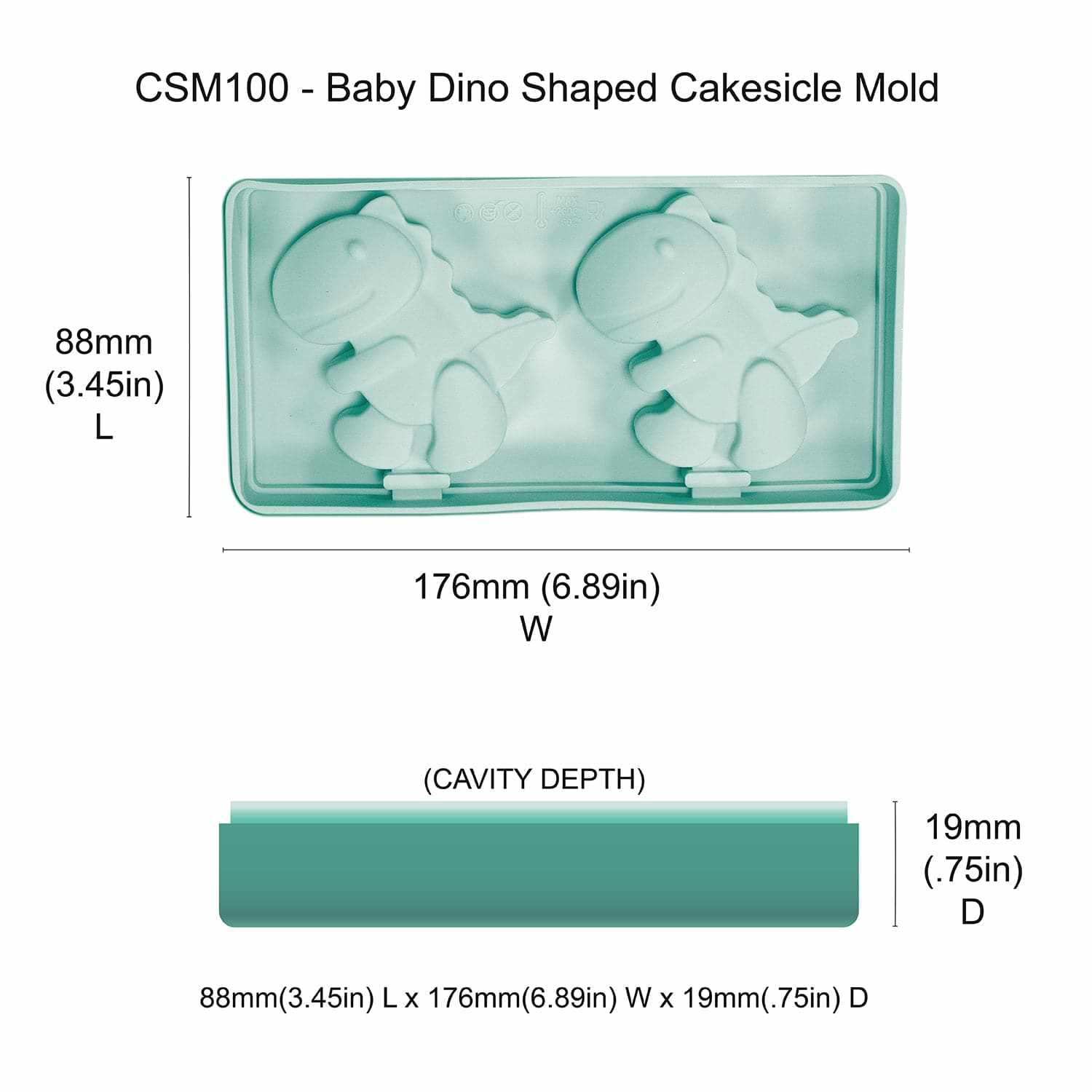 Dinosaur Cake Pop Mold - 6 Cavity Silicone Popsicle Mold for Baking, DIY Kids Birthday Party Treats, Halloween & Christmas Desserts