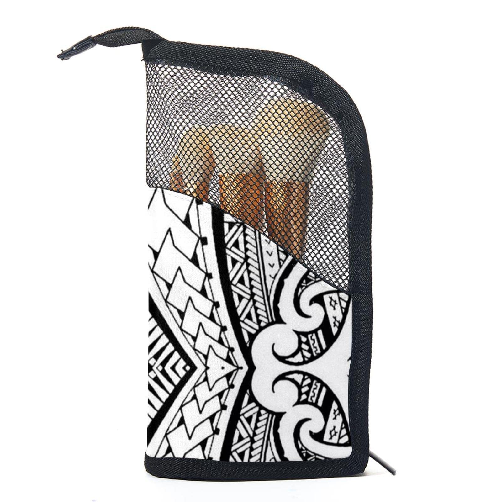 Vintage Ethnic Print Makeup Brush Organizer Bag with 12 Slots - Portable Travel Cosmetic Brush Holder Case for Professional Artists & Beginners - Perfect for Home, Travel, and Salon Use